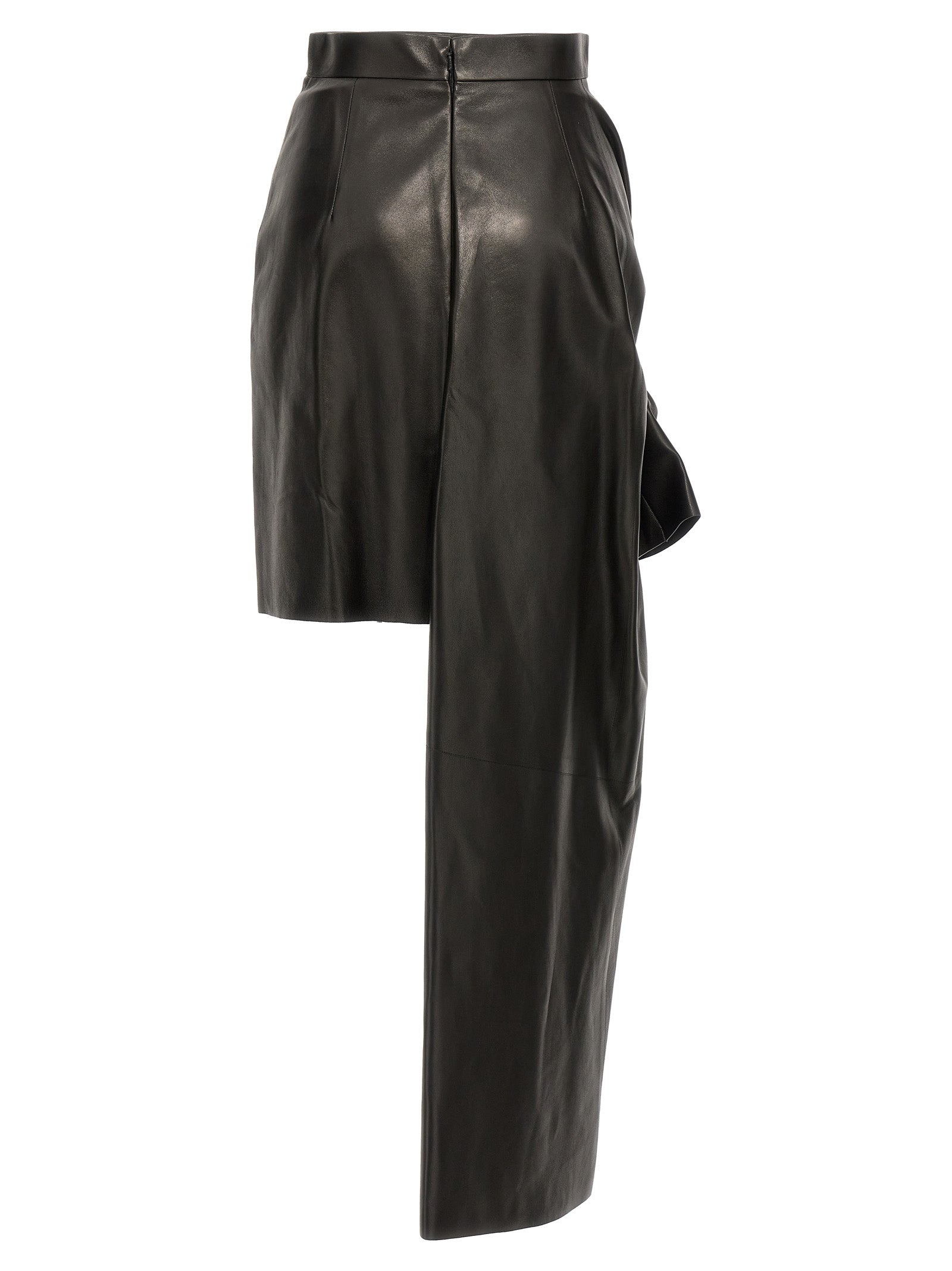 Alexander McQueen Black Lamb Leather Long Skirt Alexander McQueen