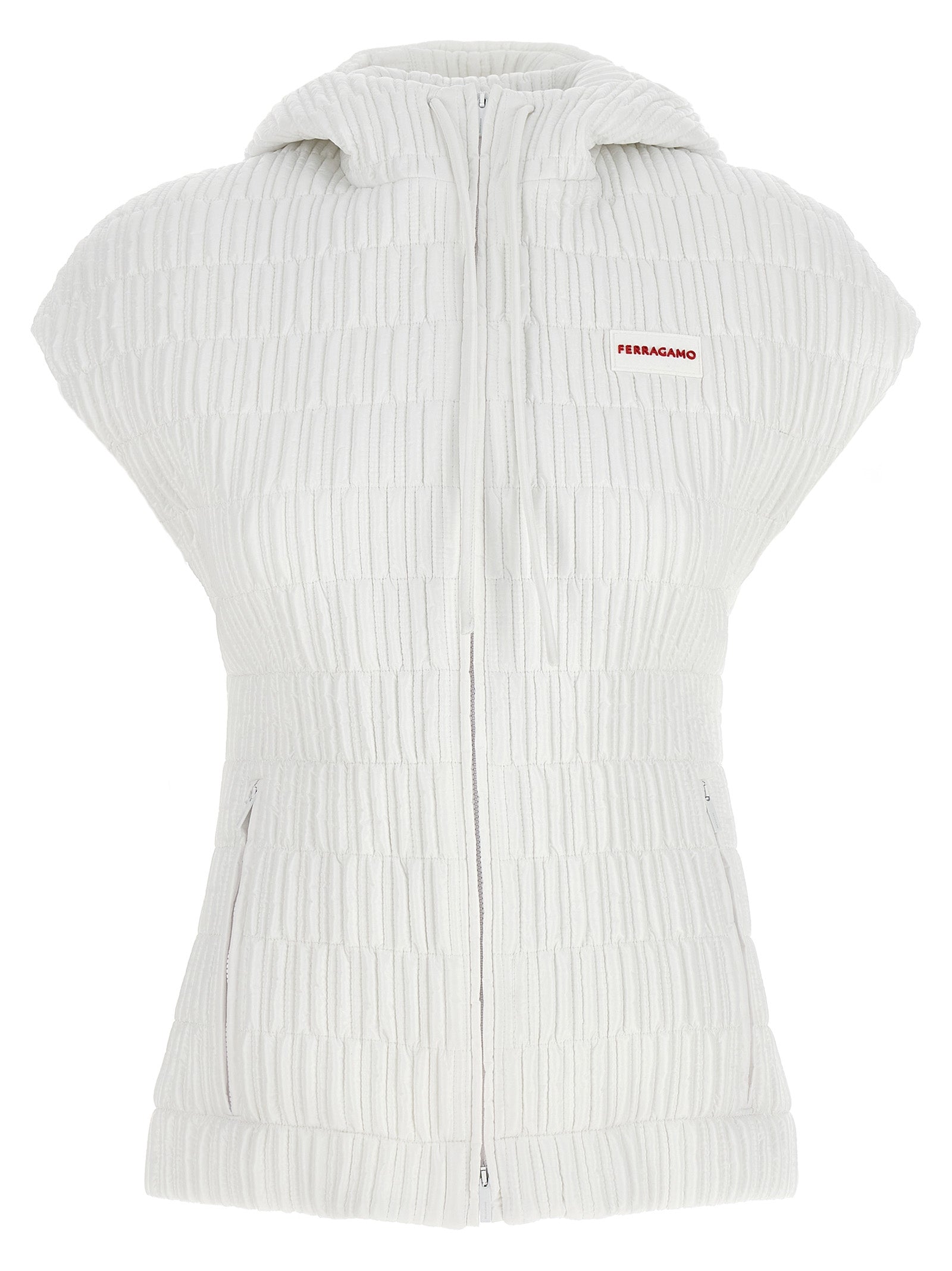 Ferragamo White Polyamide Sleeveless Jacket Ferragamo