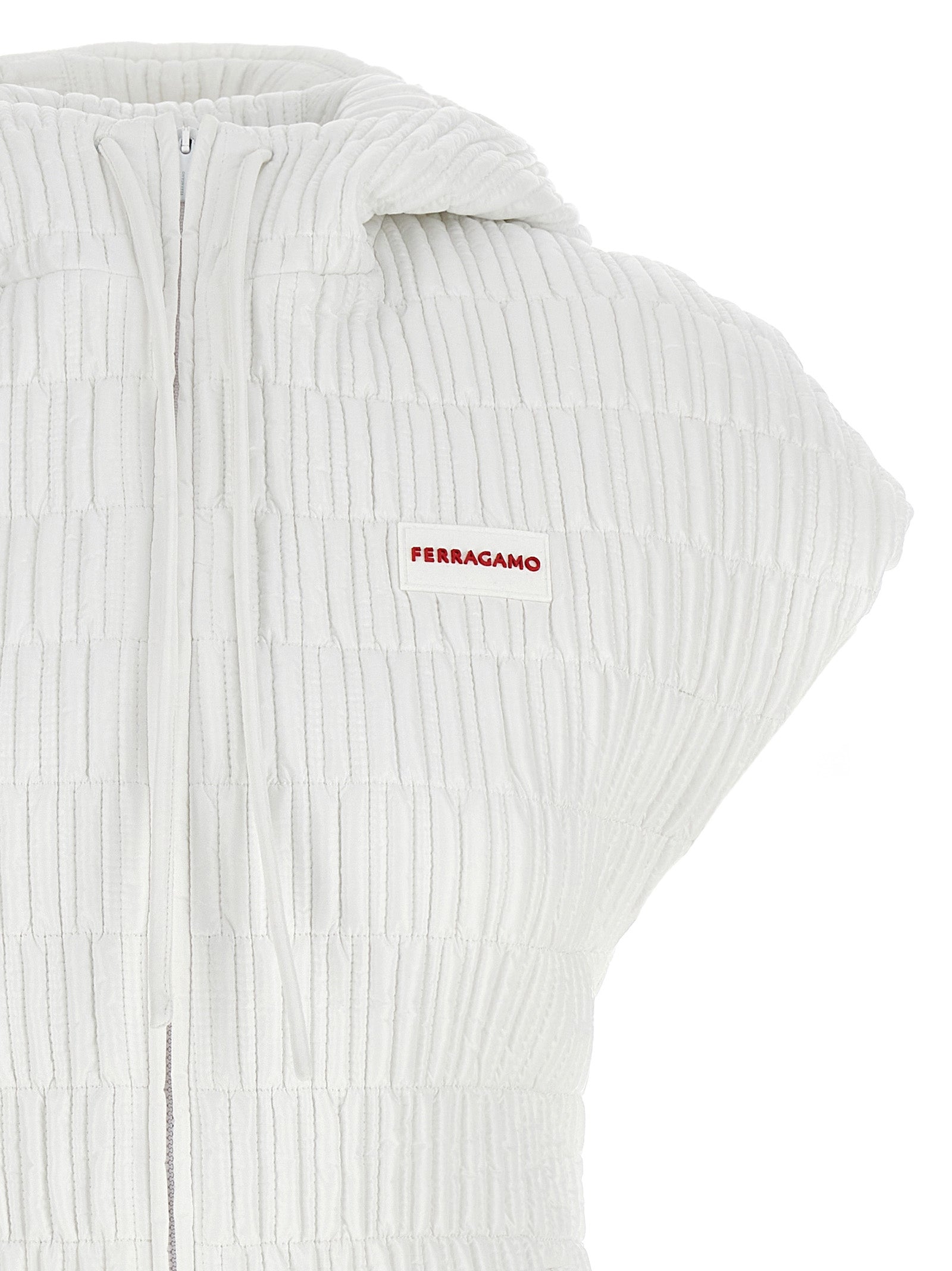 Ferragamo White Polyamide Sleeveless Jacket Ferragamo
