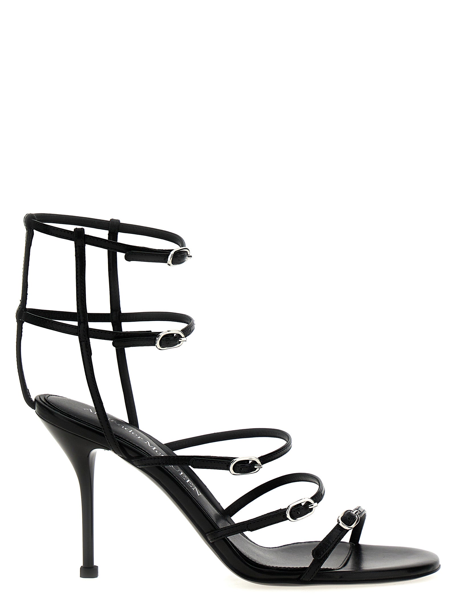 Alexander McQueen Black Lambskin Stiletto Heel Sandals Alexander McQueen