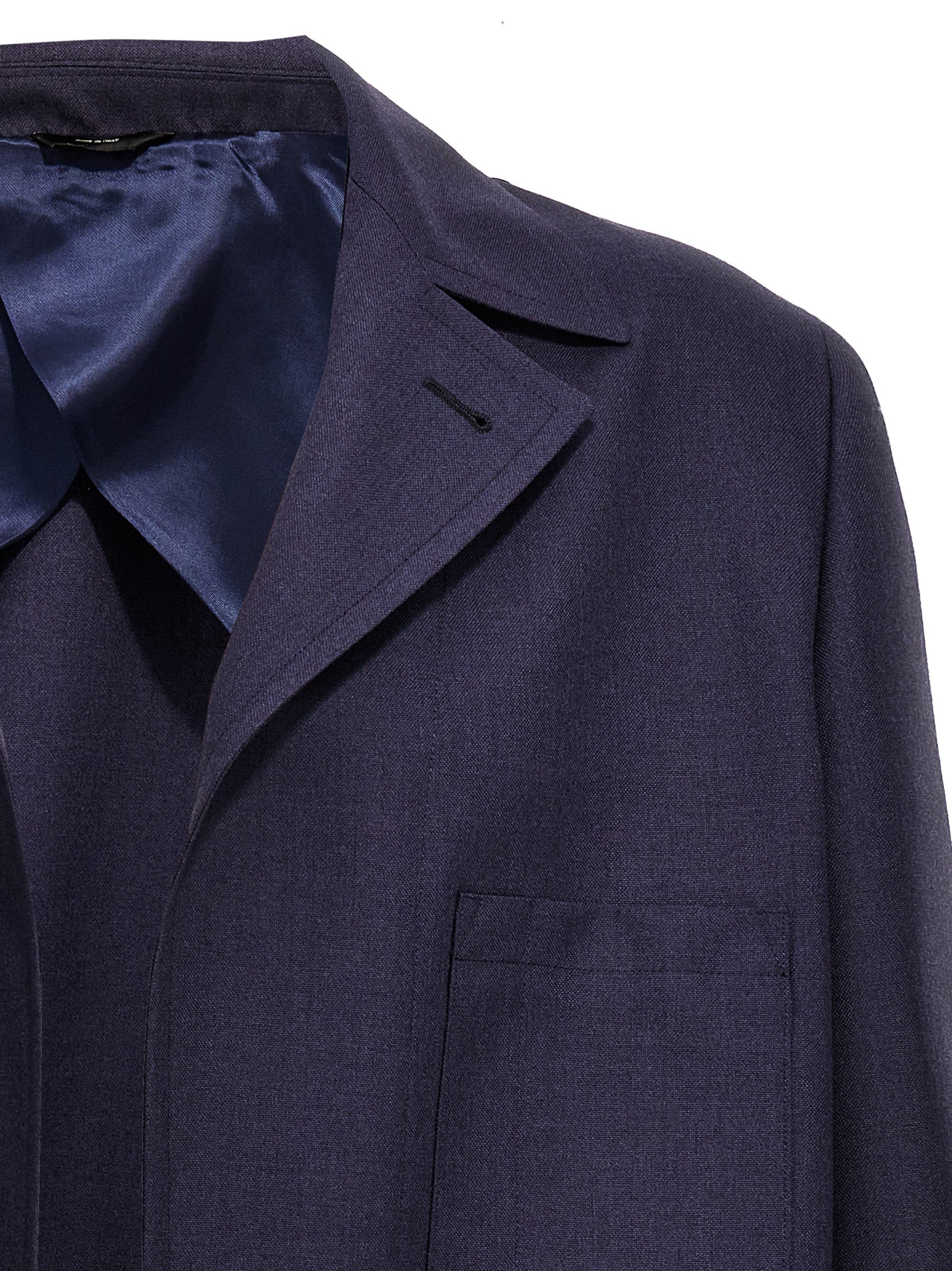 Fendi Blue Virgin Wool Full-Length Jacket Fendi