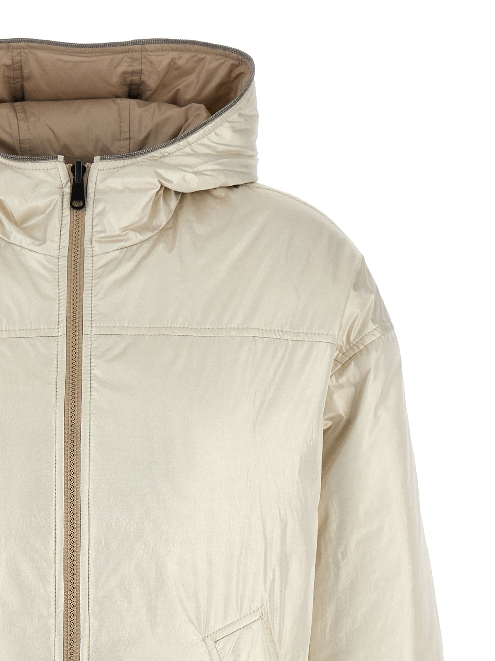 Brunello Cucinelli Beige Polyester Full-Length Jacket Brunello Cucinelli