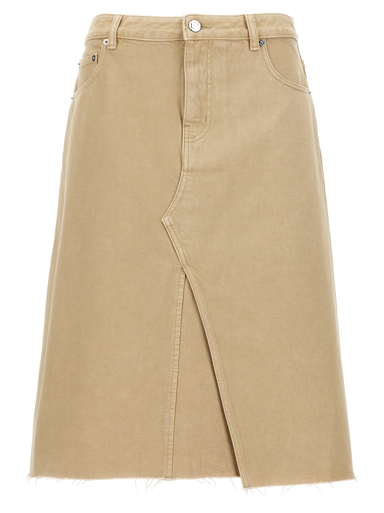 Tory Burch Beige Cotton Midi Skirt Tory Burch