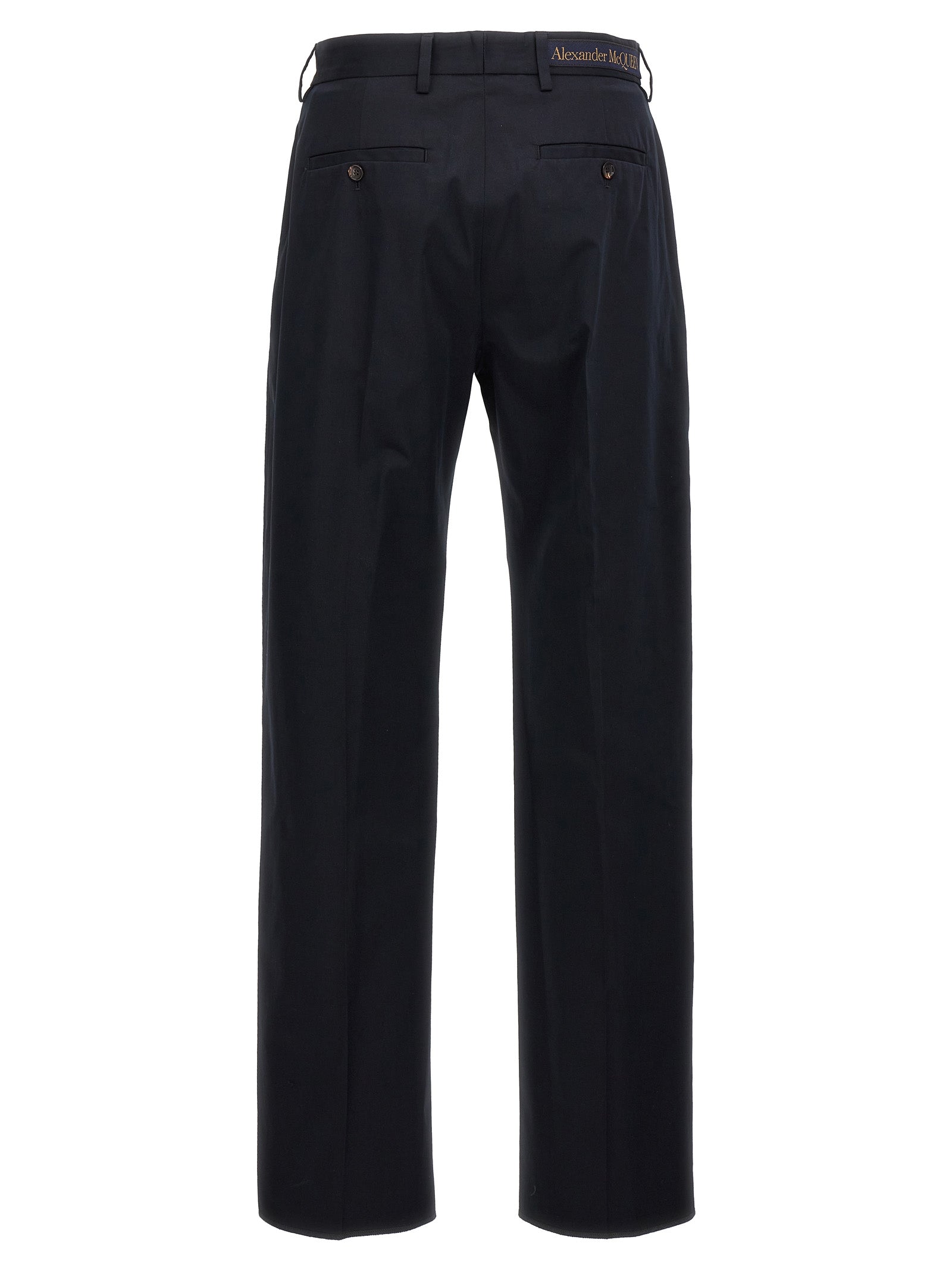 Alexander McQueen Blue Cotton Casual Pants Alexander McQueen
