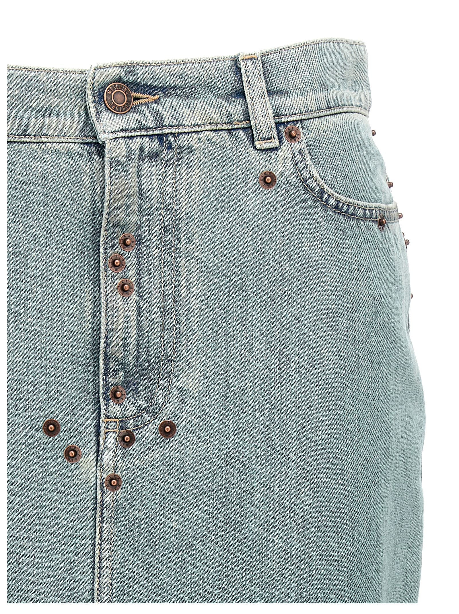 Moschino Blue Cotton Midi Skirt Moschino