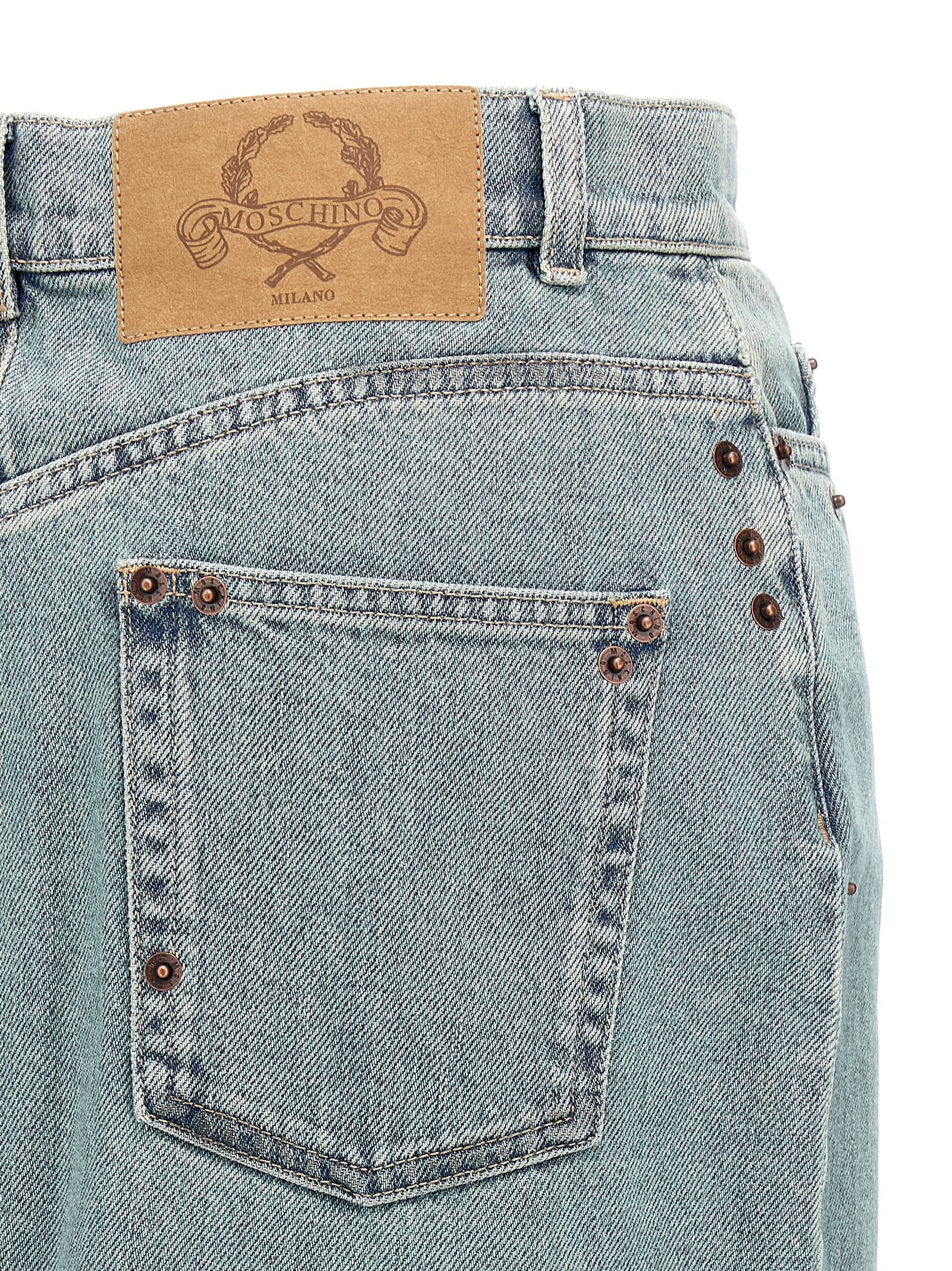 Moschino Blue Cotton Midi Skirt Moschino