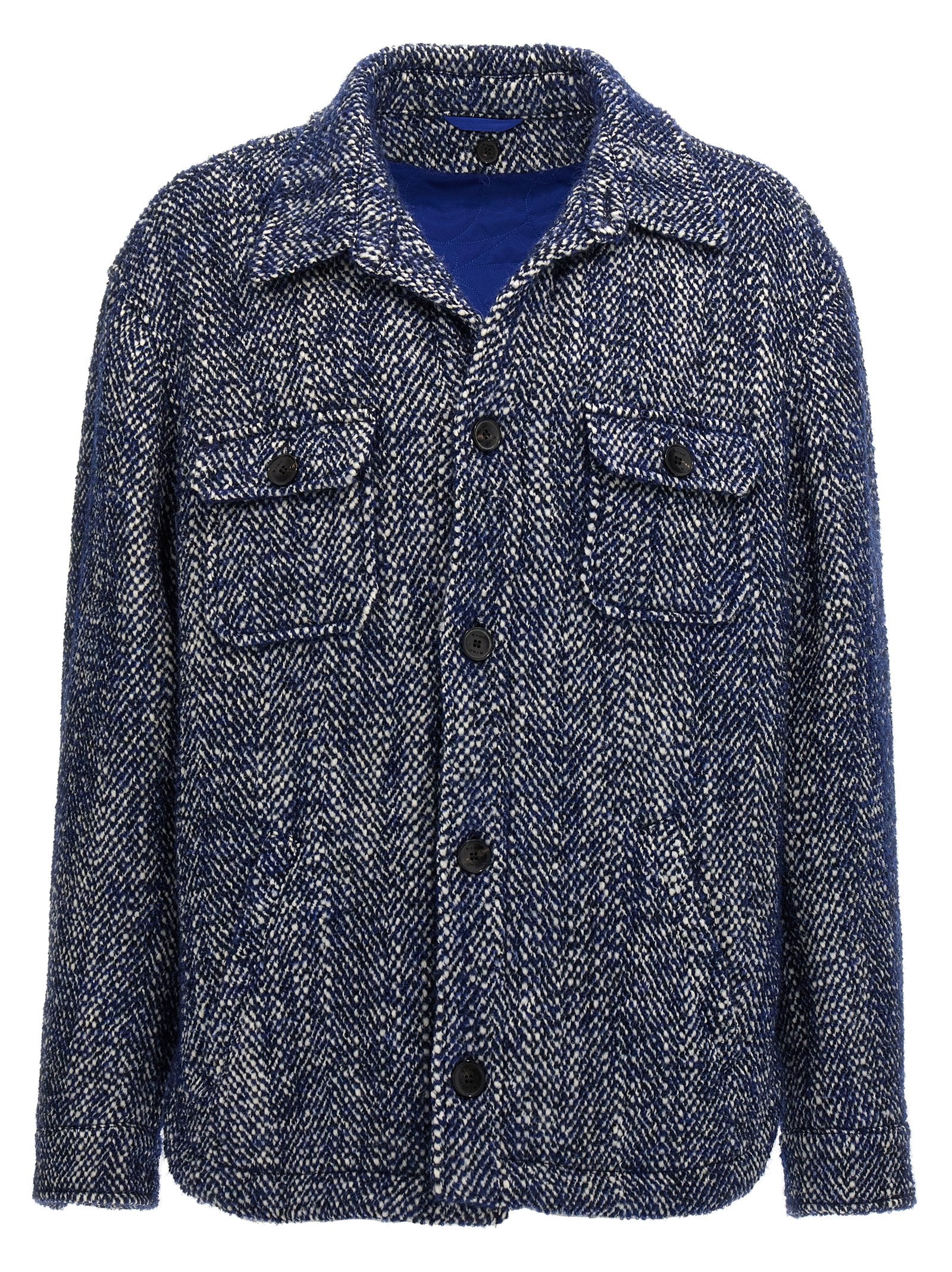 Etro Blue Wool Full-Length Jacket Etro