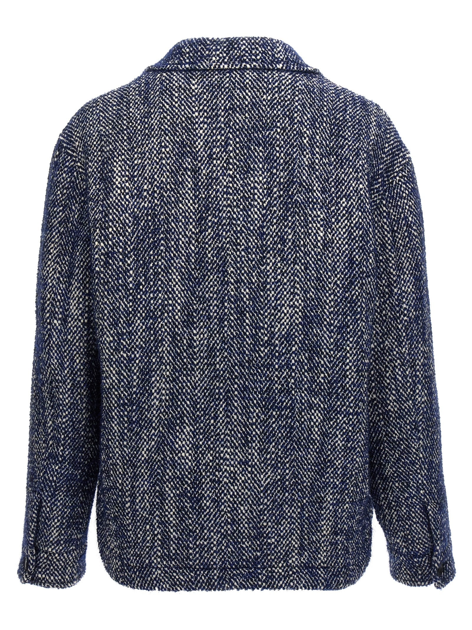Etro Blue Wool Full-Length Jacket Etro