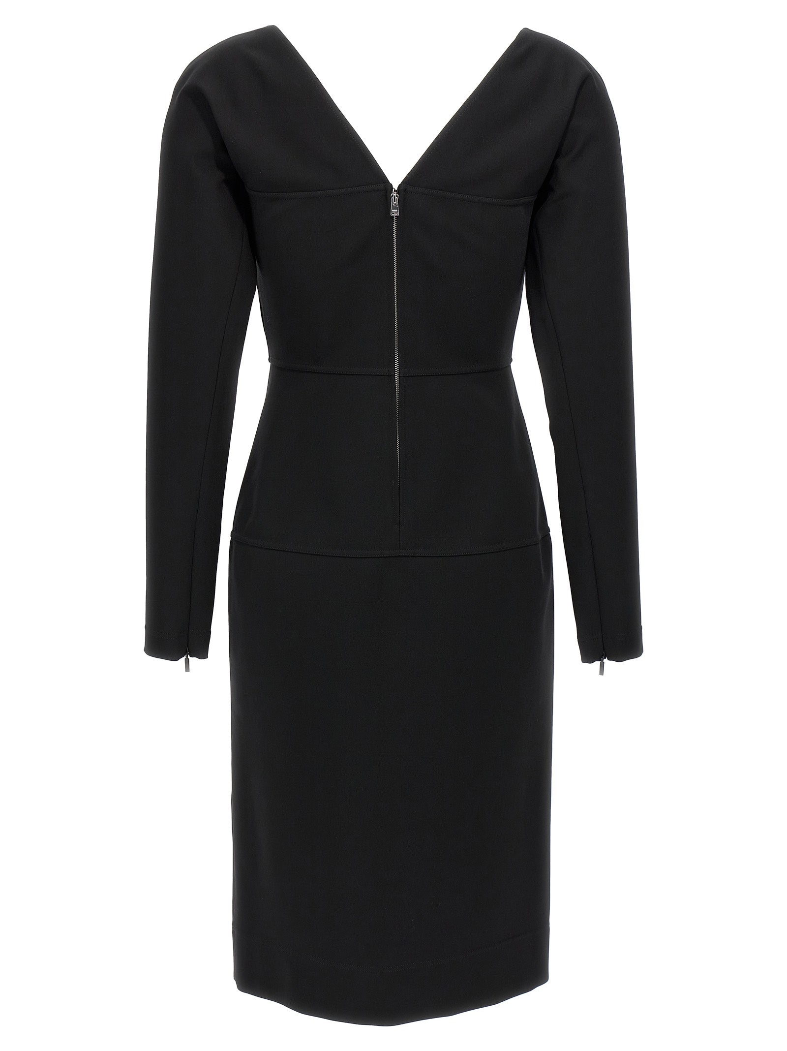 Fendi Black Viscose Midi Dress Fendi