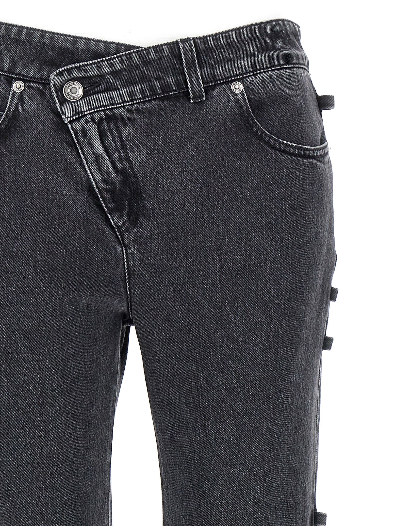 Alexander McQueen Black Cotton Flared Jeans Alexander McQueen