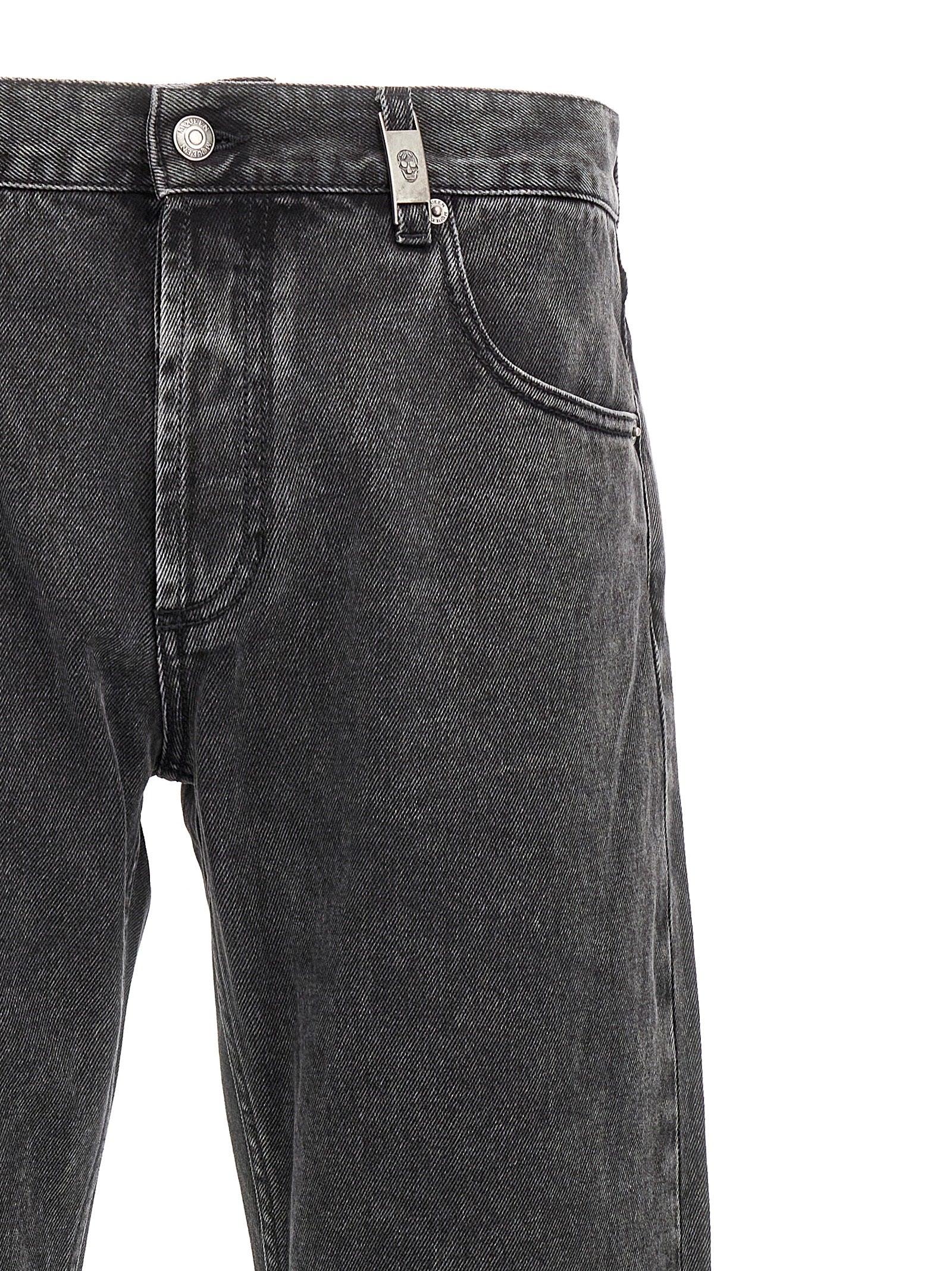 Alexander McQueen Black Cotton Straight-Leg Jeans Alexander McQueen