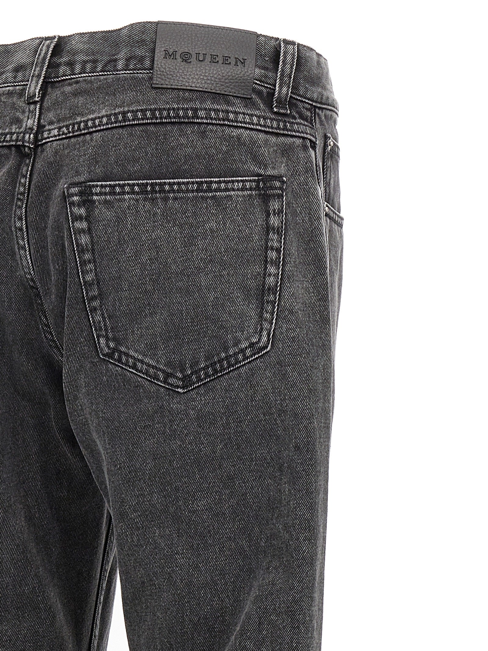 Alexander McQueen Black Cotton Straight-Leg Jeans Alexander McQueen