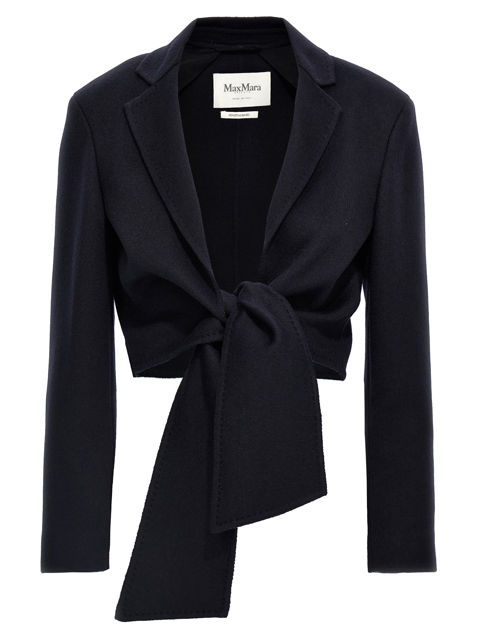 Max Mara Blue Wool Full-Length Jacket Max Mara