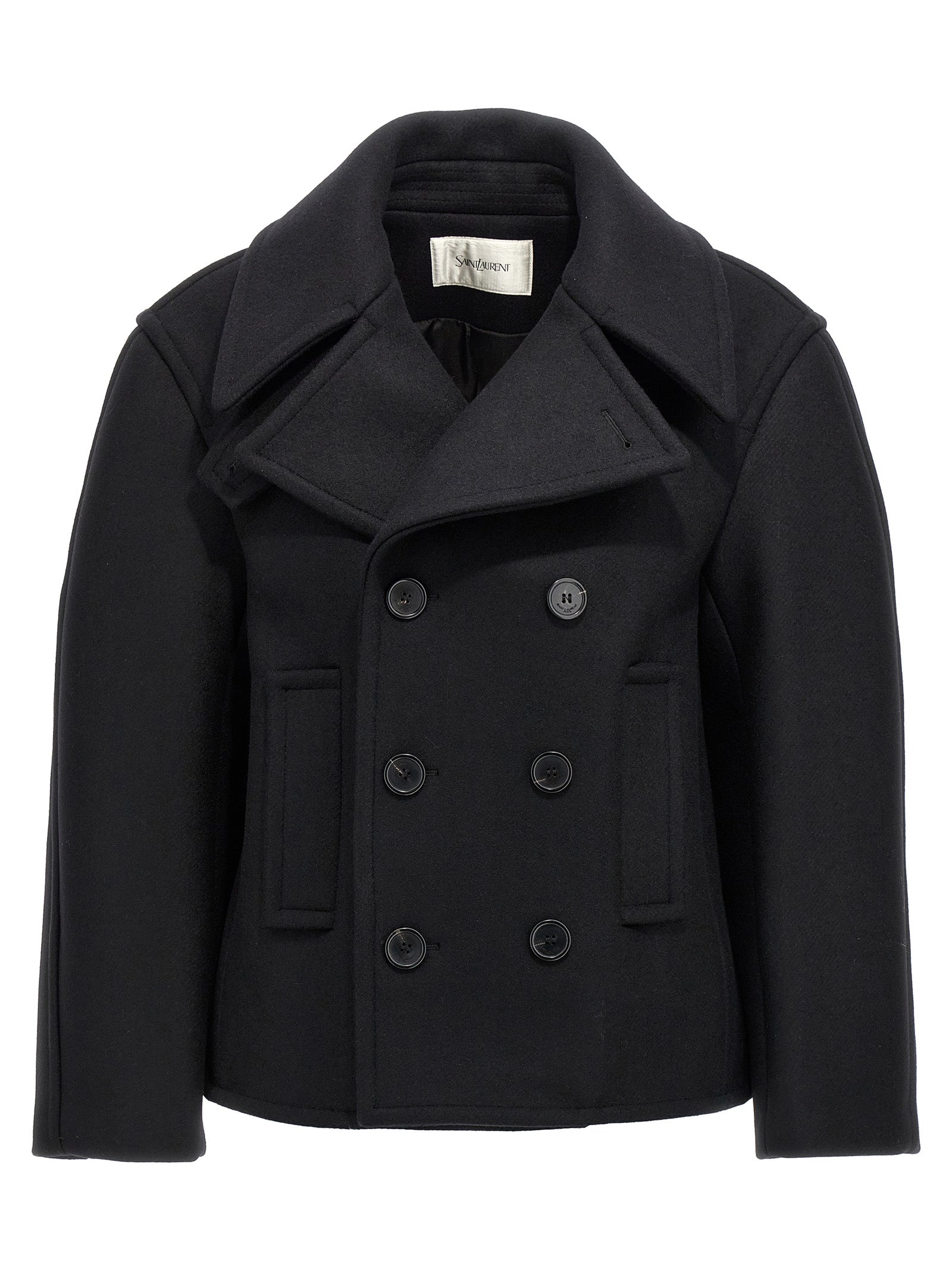 Saint Laurent Black Virgin Wool Coat Saint Laurent