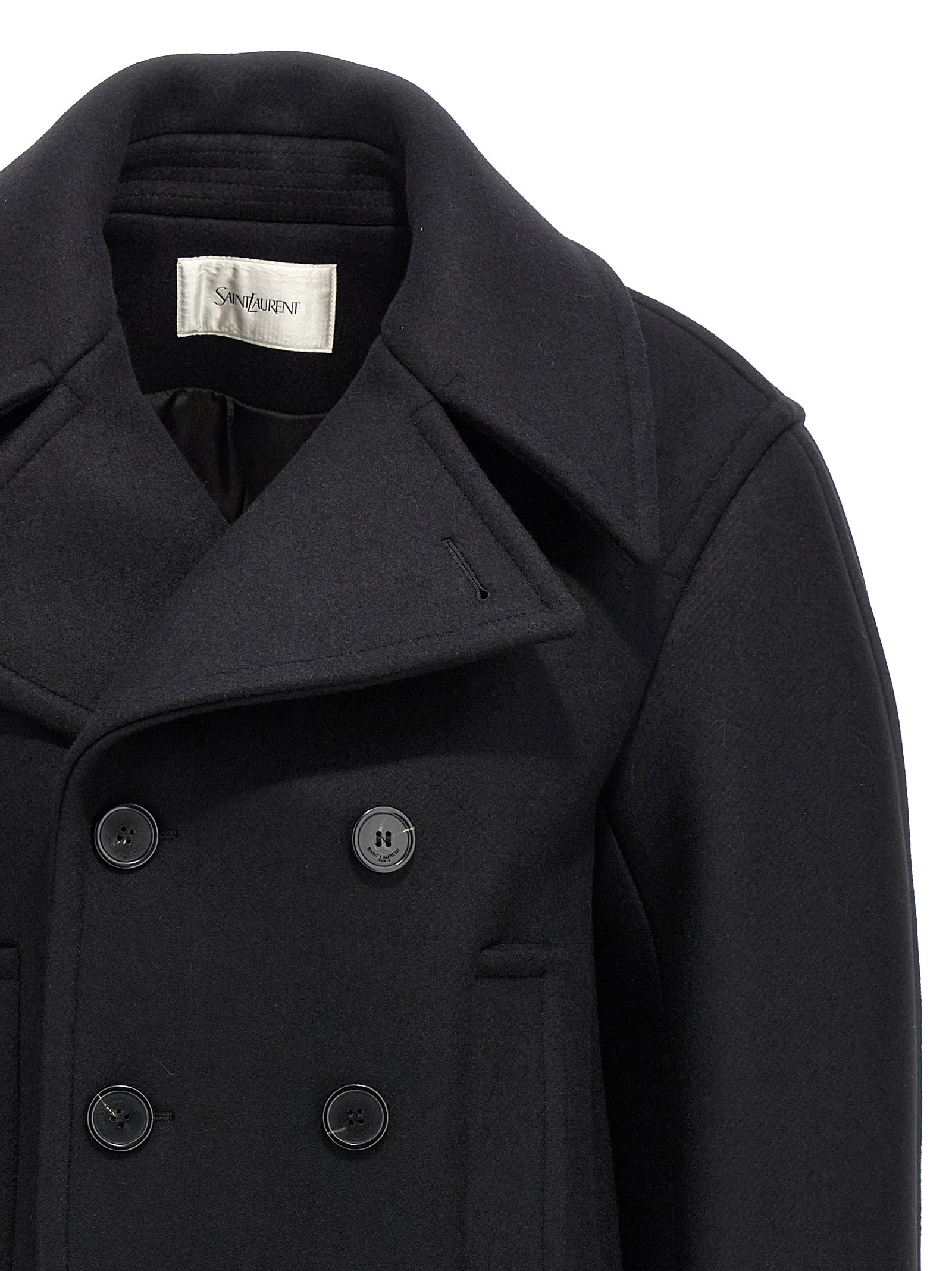 Saint Laurent Black Virgin Wool Coat Saint Laurent