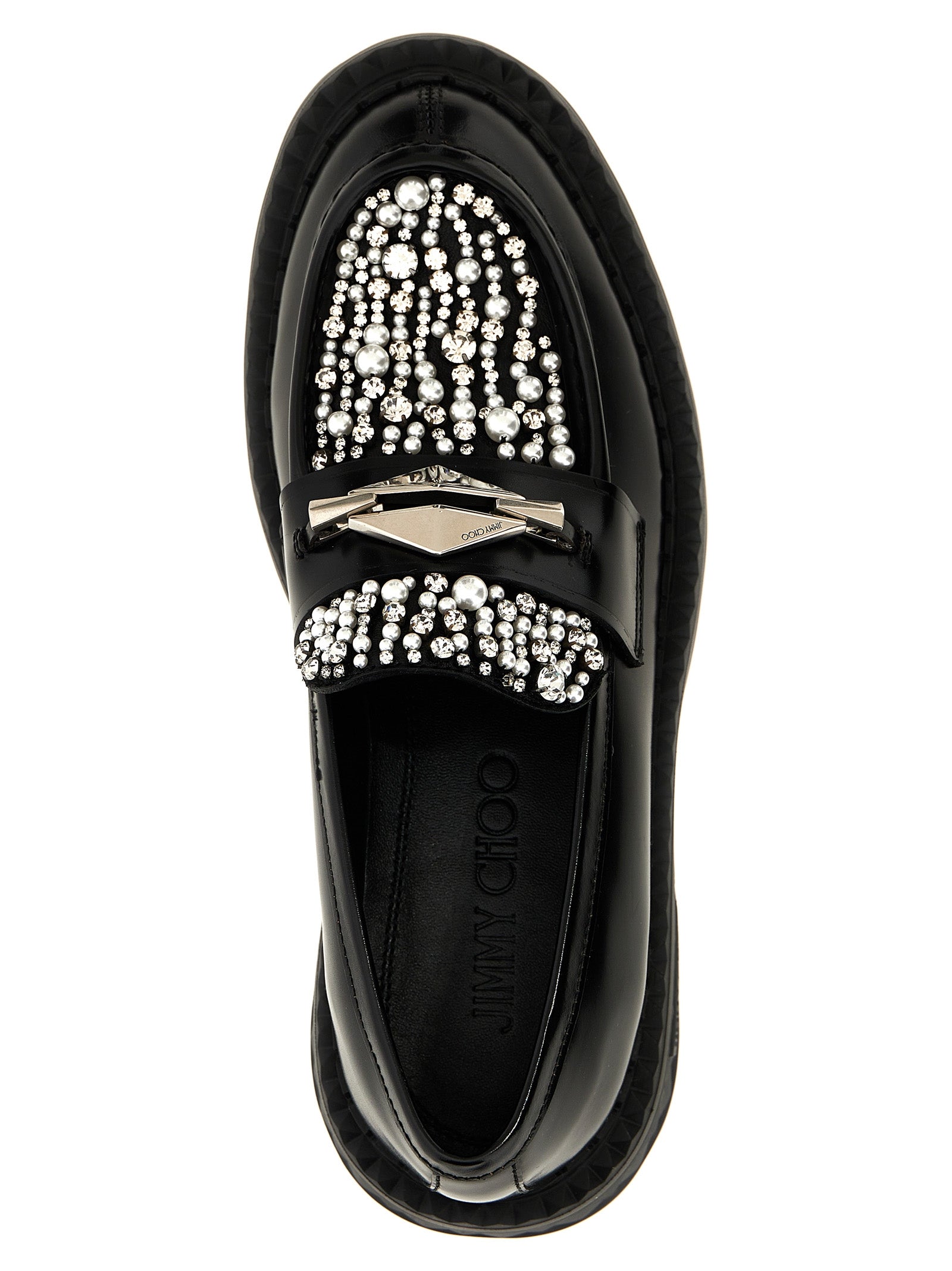 Jimmy Choo Black Calfskin Slip-On Loafers Jimmy Choo