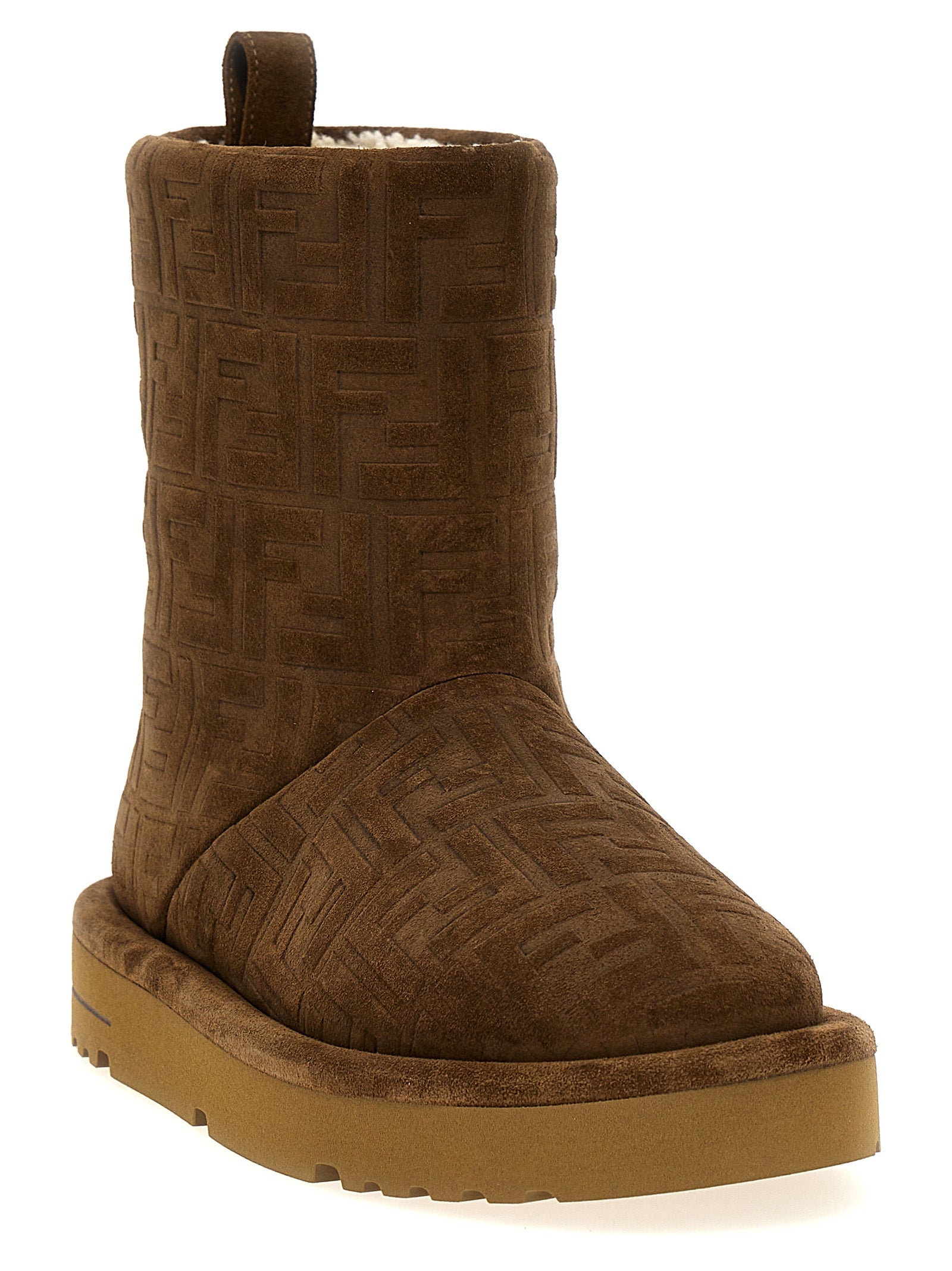 Fendi Brown Calf Leather Bos Taurus Ankle Boots Fendi