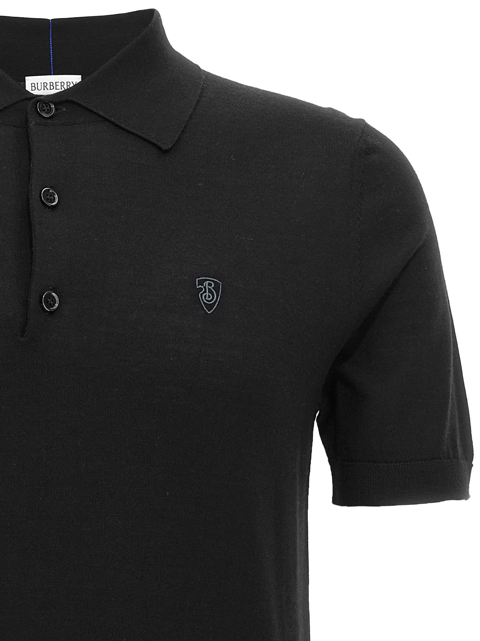Burberry Black Wool Polo Shirt Burberry
