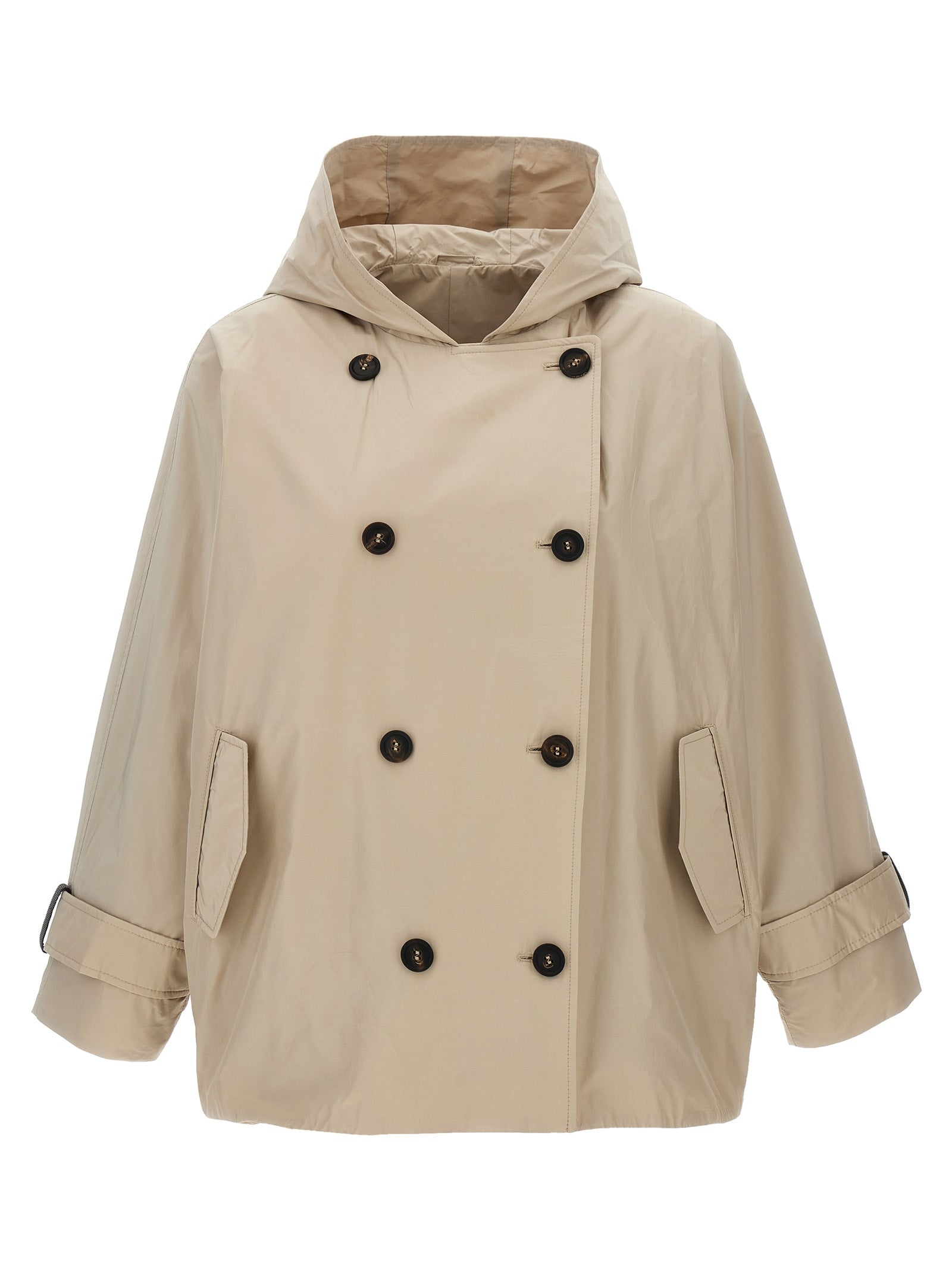 Brunello Cucinelli Beige Polyester Full-Length Jacket Brunello Cucinelli