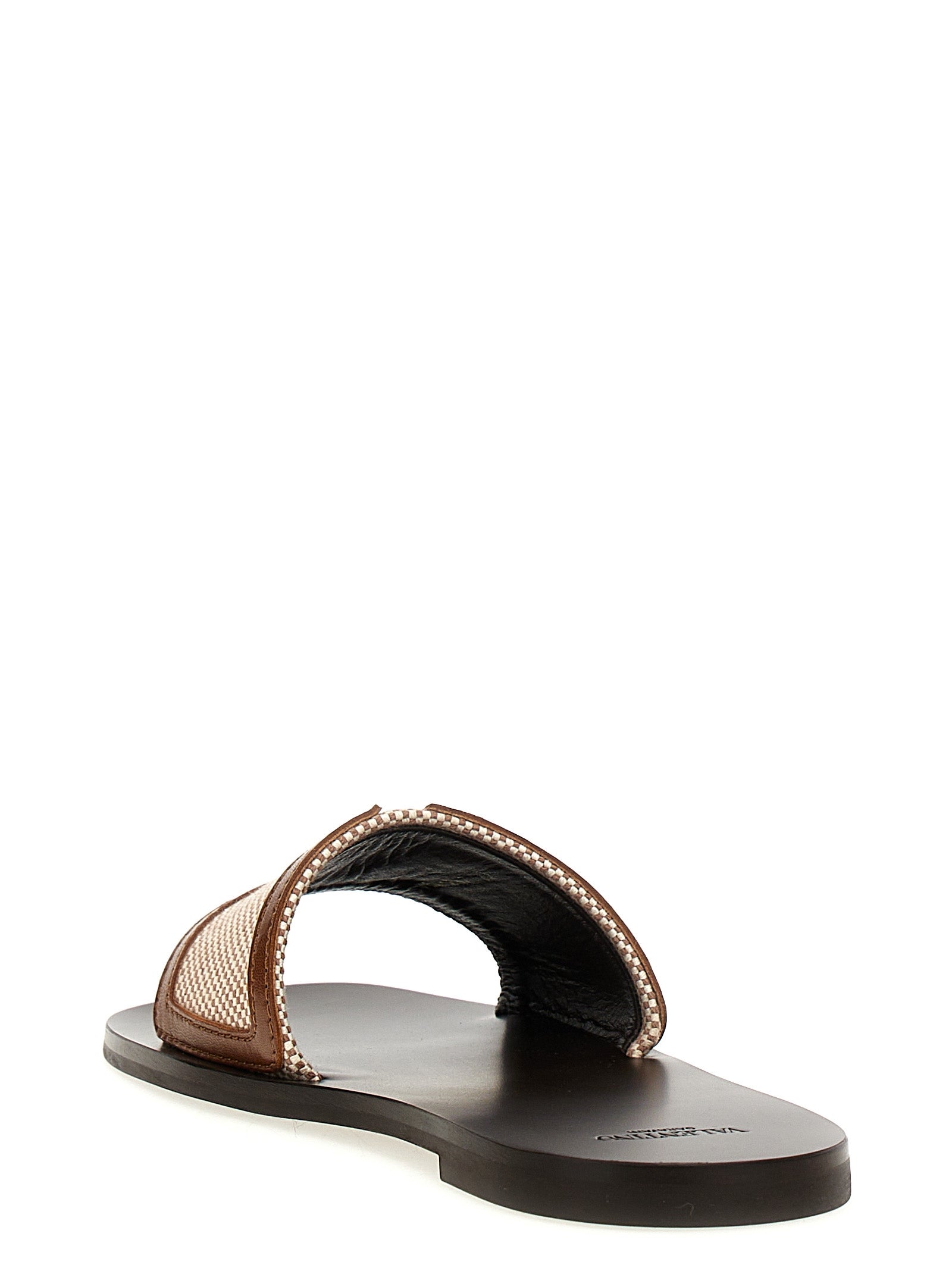 Valentino Garavani Brown Cotton Slides Valentino Garavani