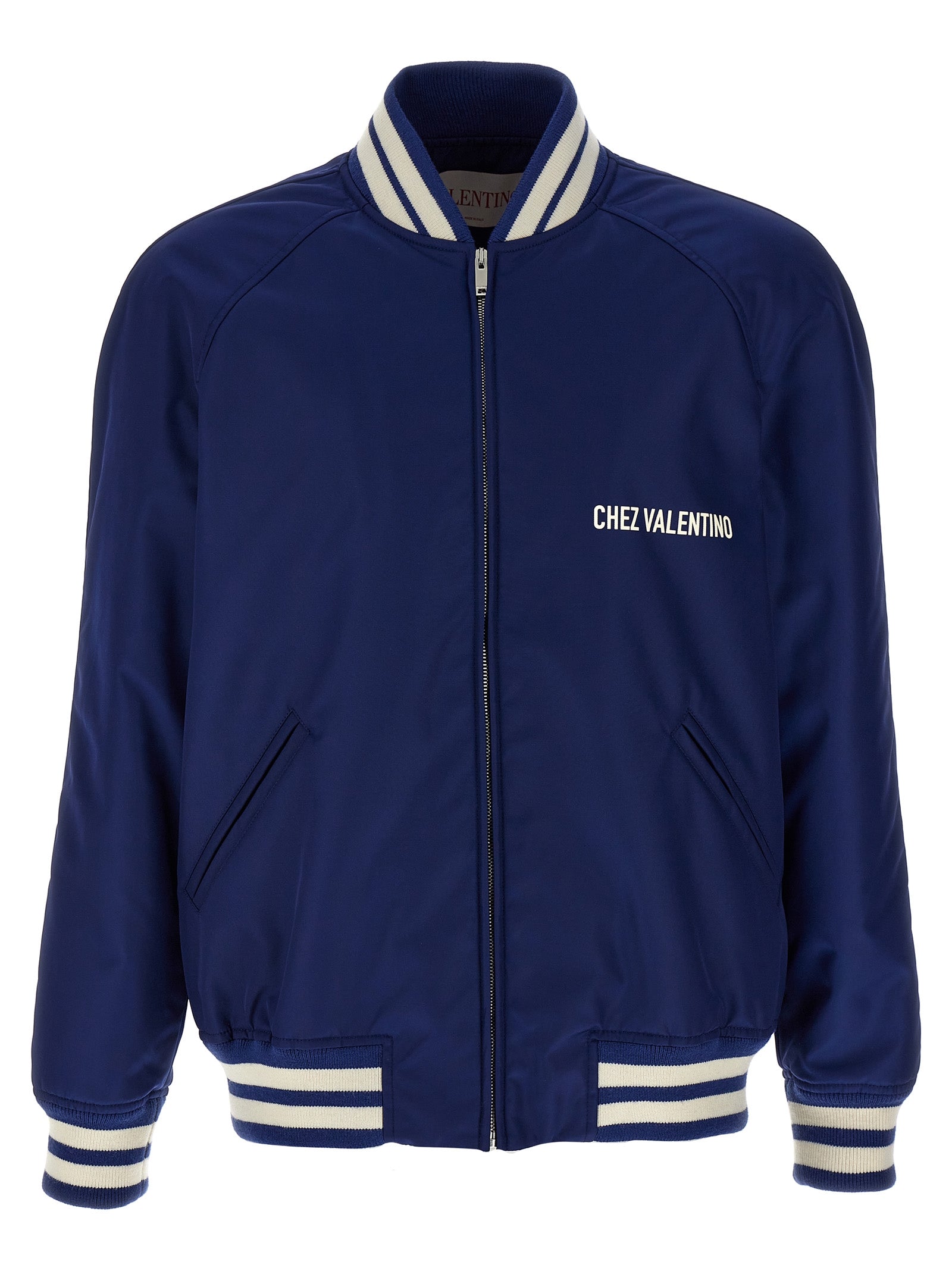 Valentino Garavani Blue Polyamide Bomber Valentino Garavani