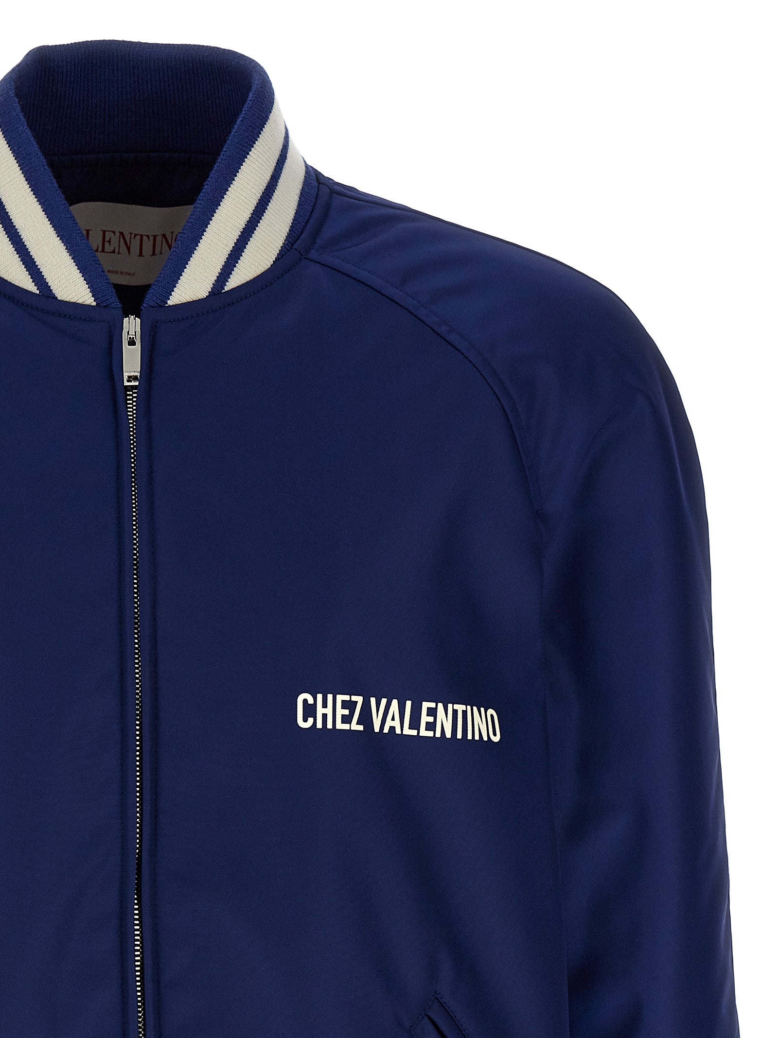 Valentino Garavani Blue Polyamide Bomber Valentino Garavani