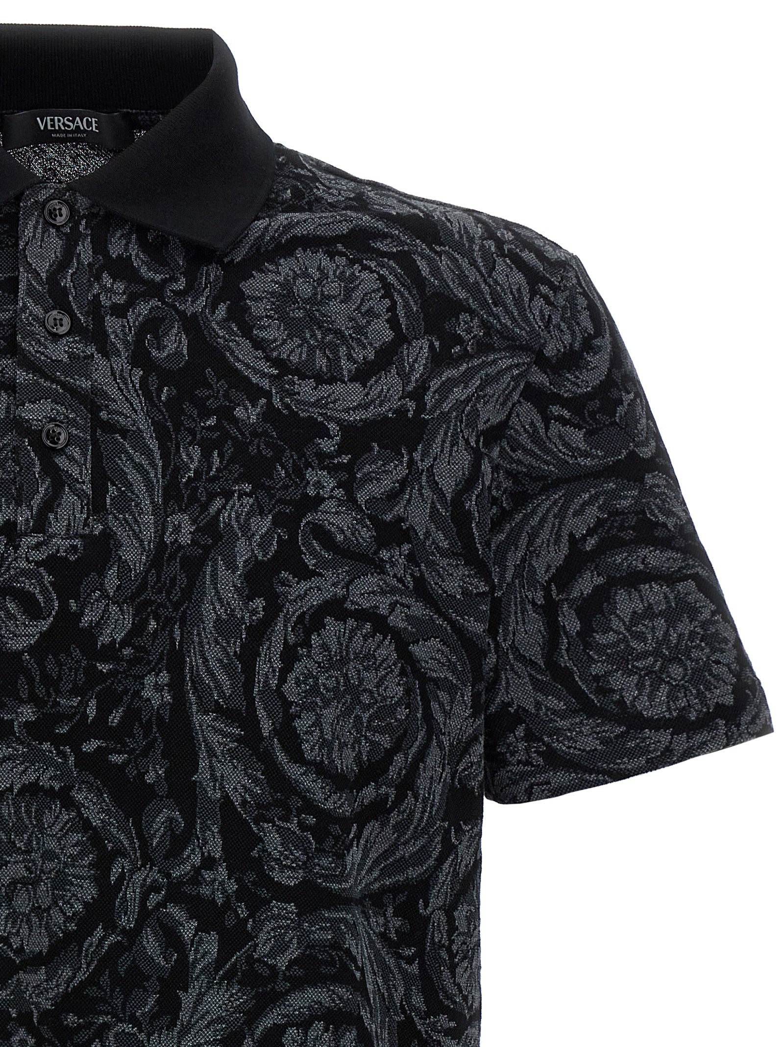 Versace Gray Cotton Polo Shirt Versace