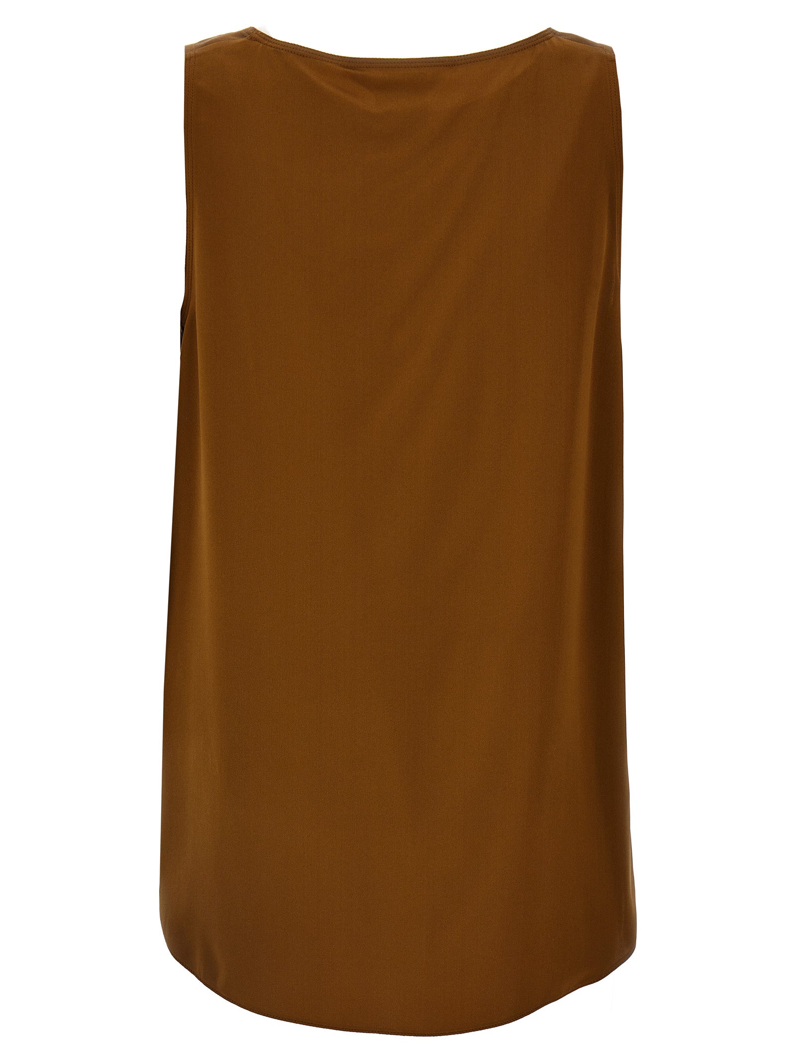 Max Mara Brown Silk Sleeveles T-Shirt Max Mara