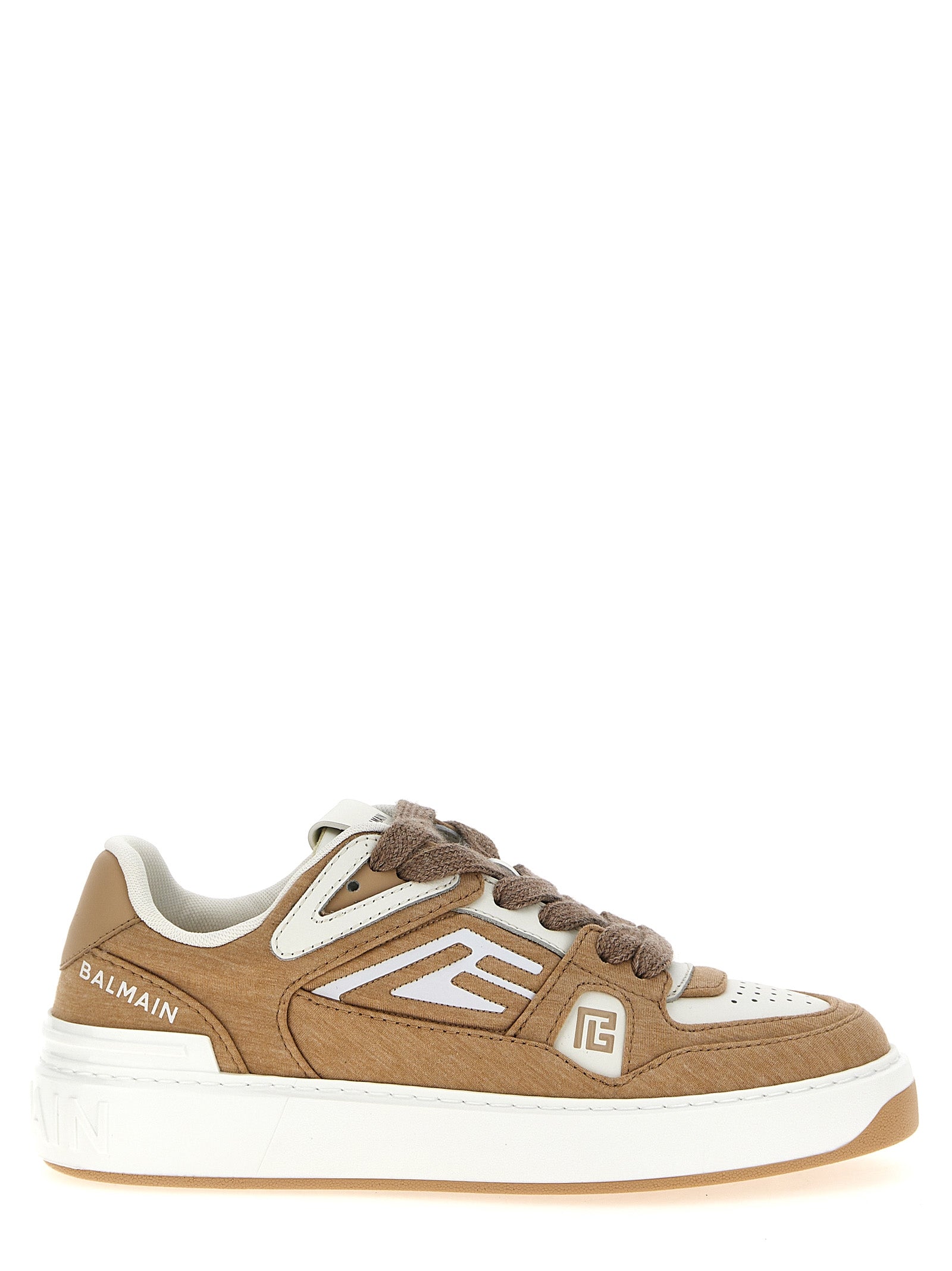 Balmain Beige Polyester Low Top Sneakers Balmain