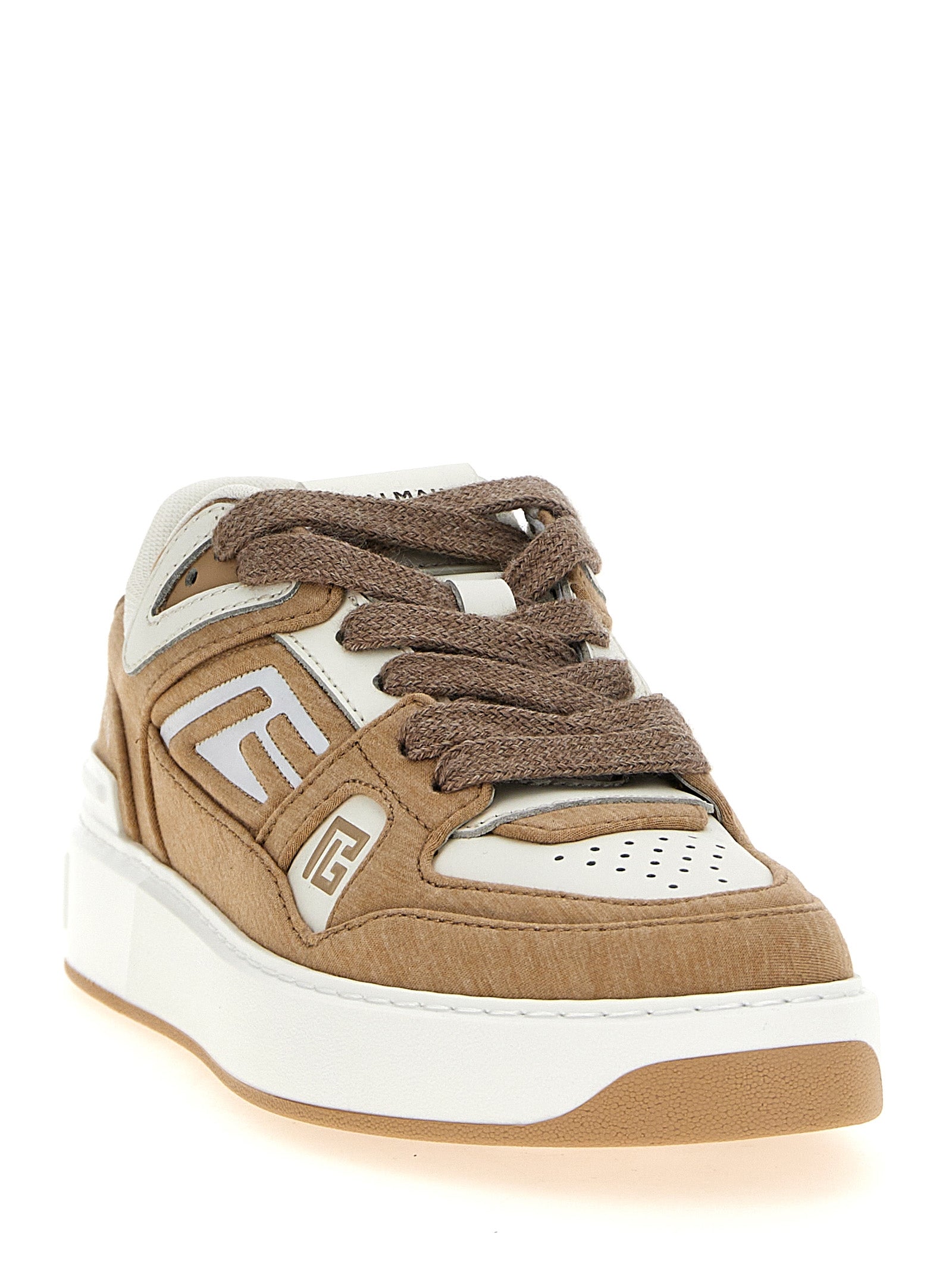 Balmain Beige Polyester Low Top Sneakers Balmain