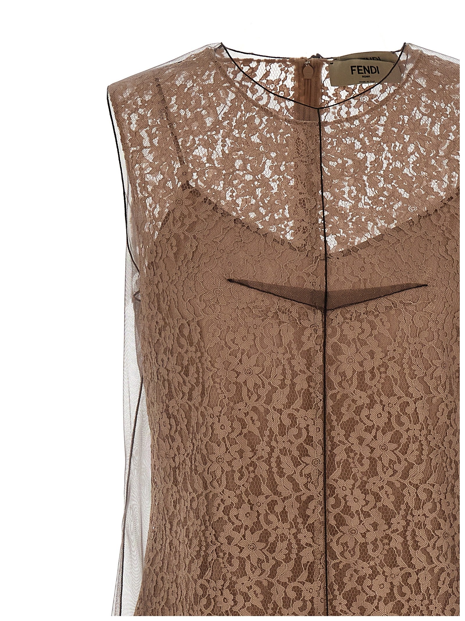 Fendi Beige Cotton Midi Dress Fendi