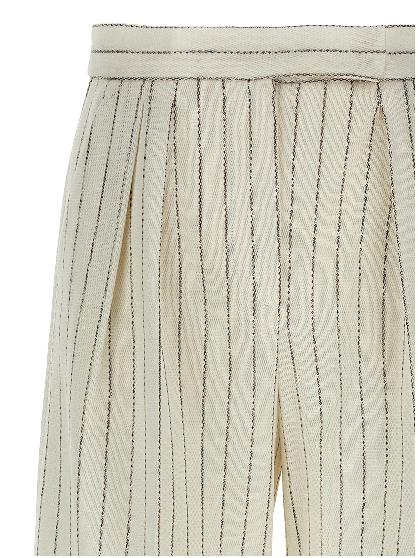 Max Mara White Cotton Casual Pants Max Mara