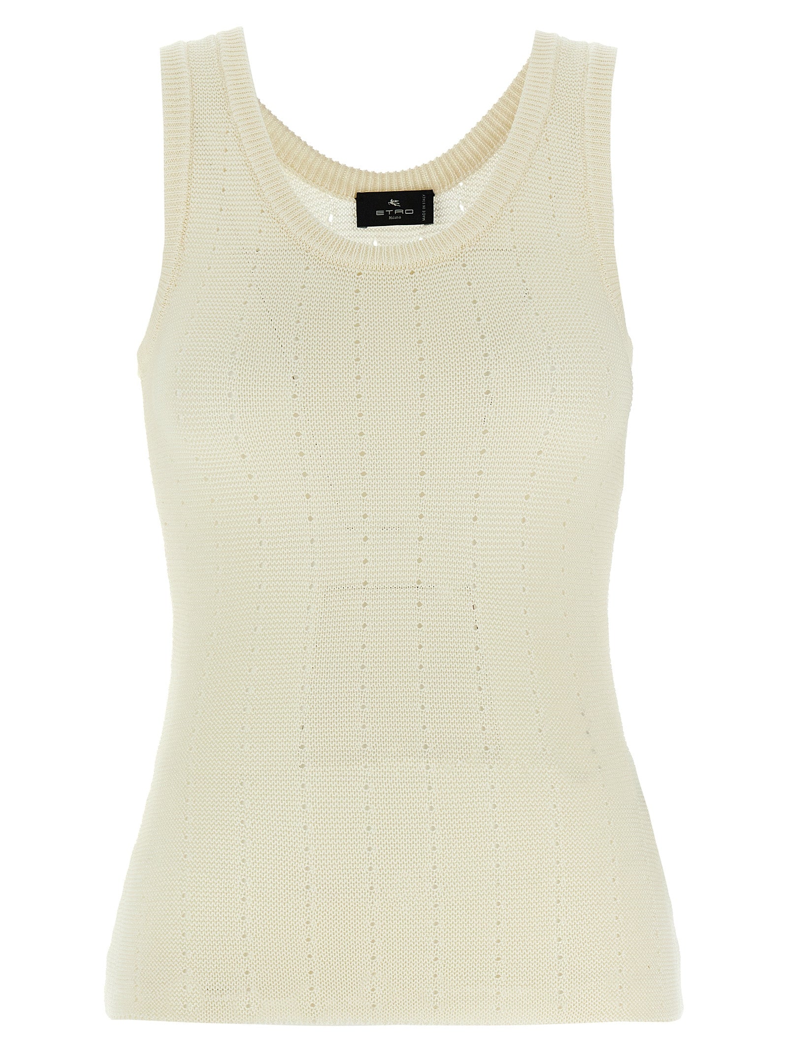 Etro White Silk Sleeveles T-Shirt Etro