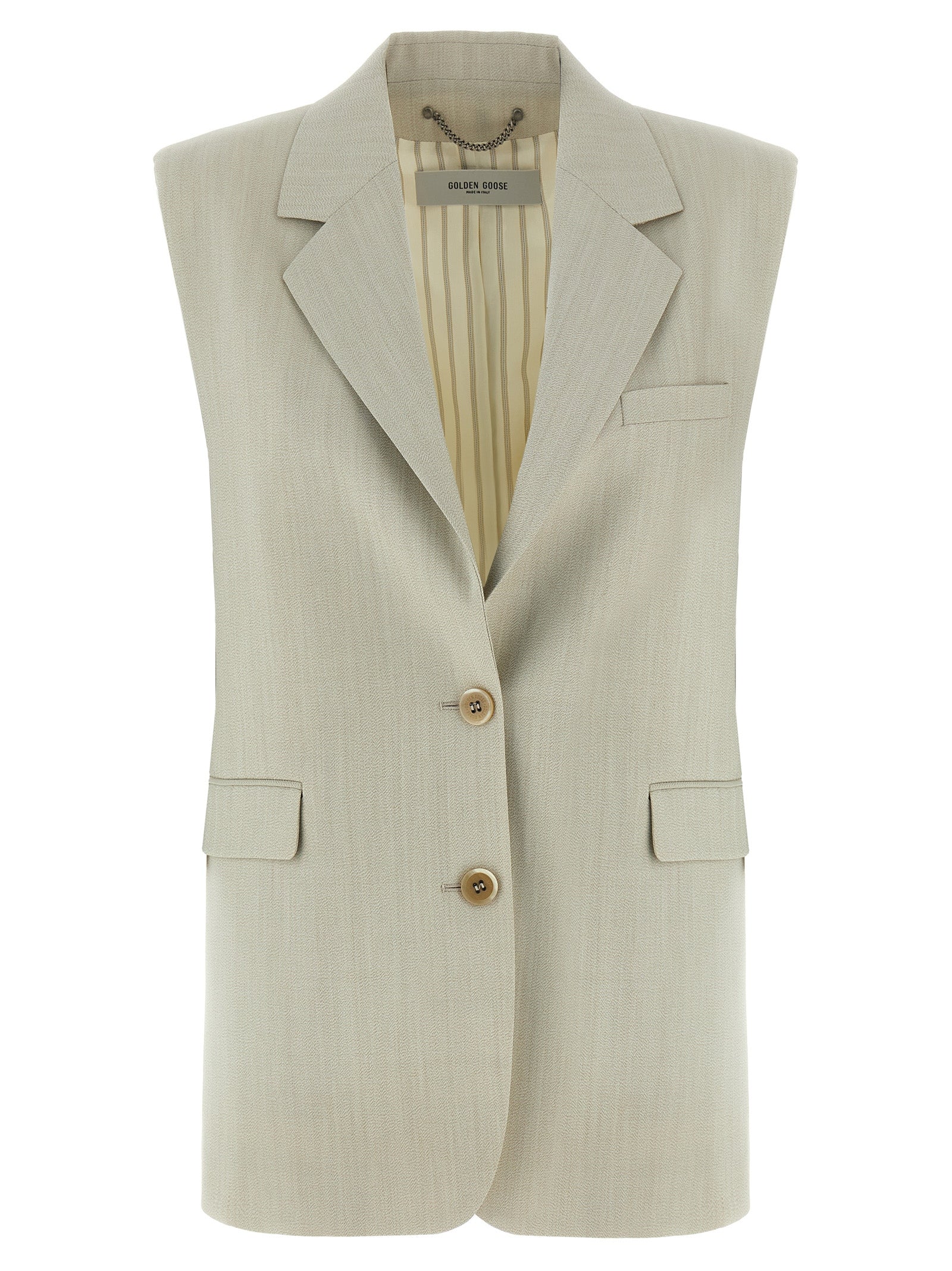 Golden Goose Beige Virgin Wool Sleeveless Jacket Golden Goose