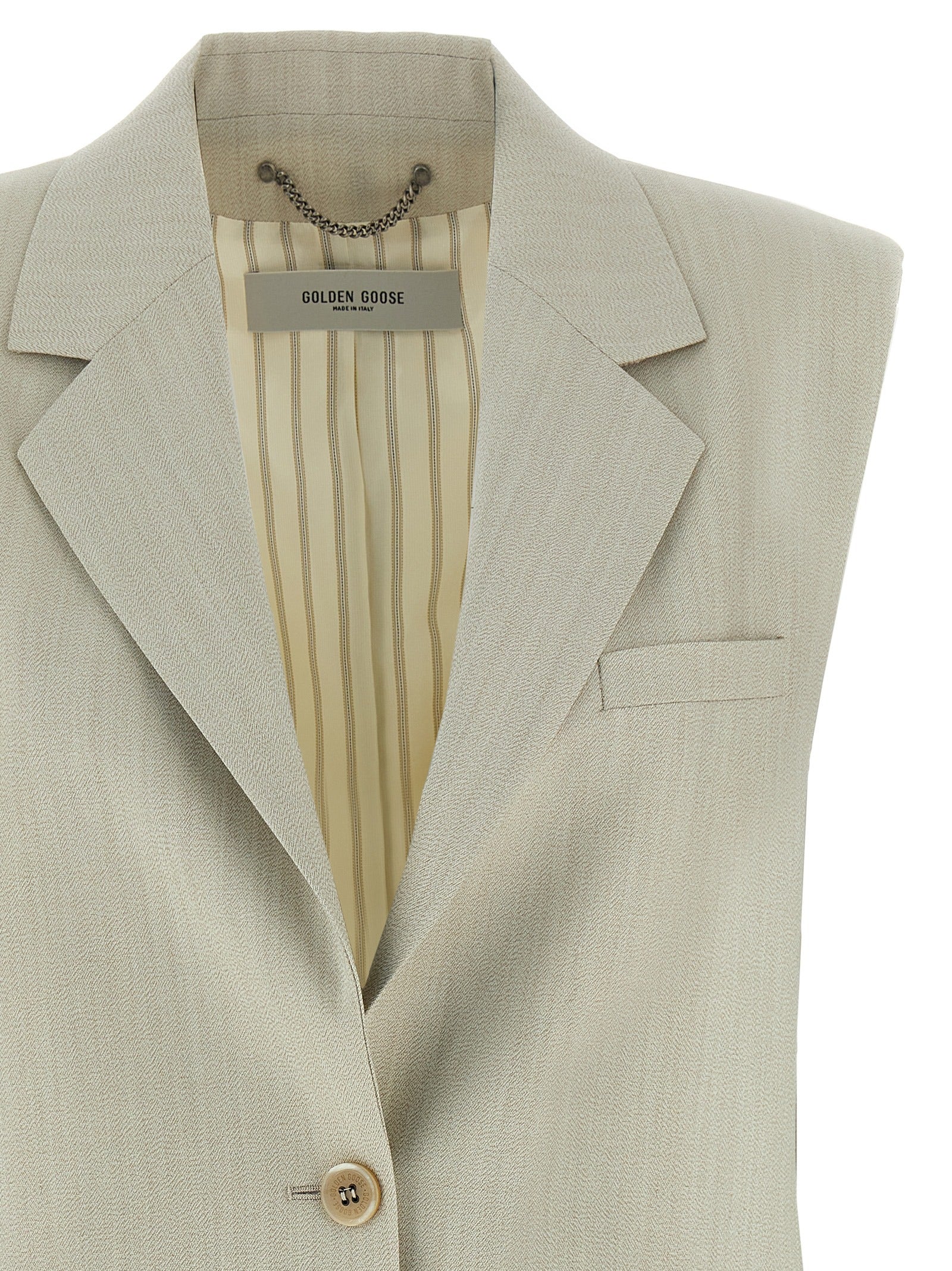 Golden Goose Beige Virgin Wool Sleeveless Jacket Golden Goose
