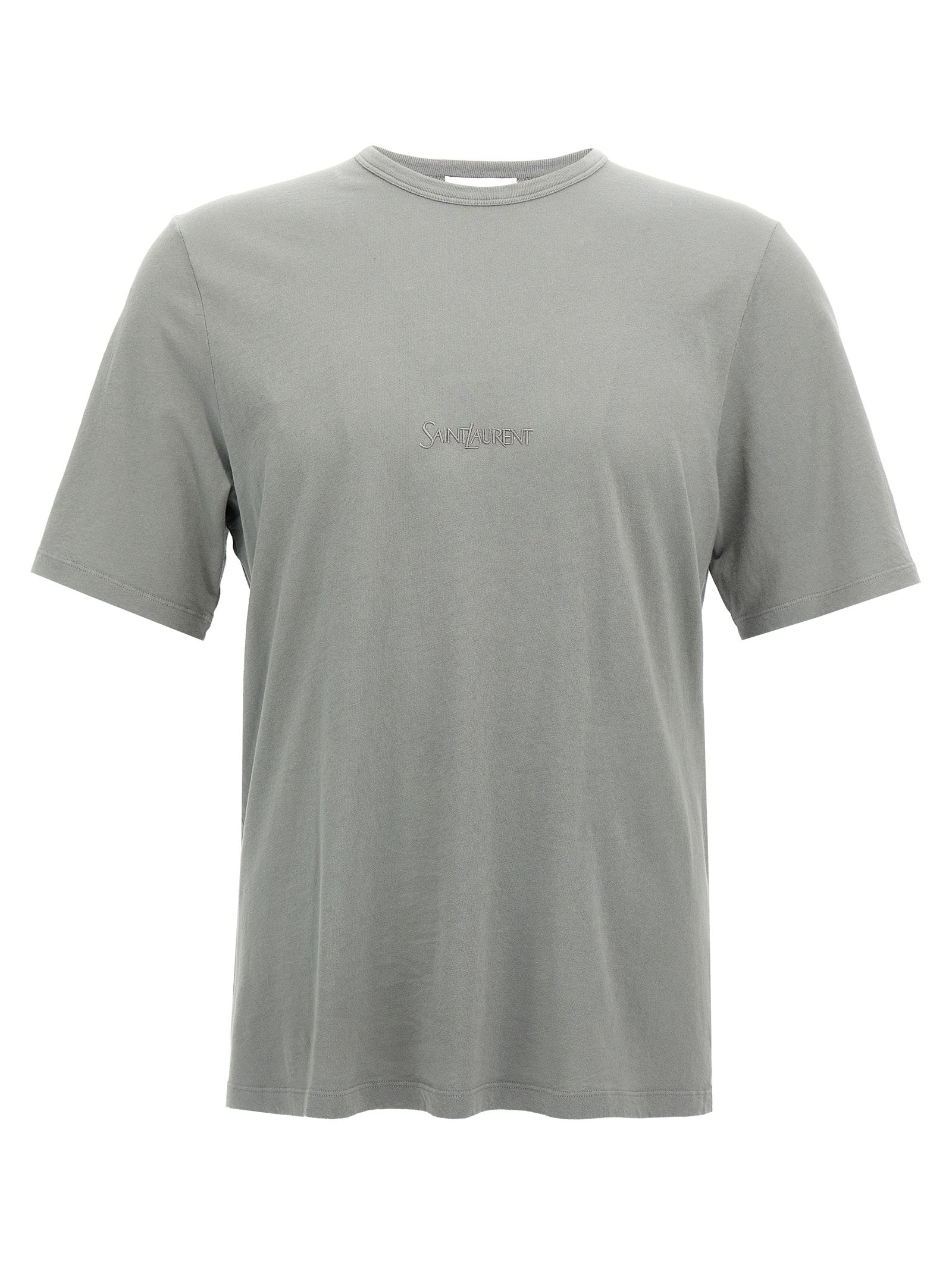 Saint Laurent Gray Cotton T-Shirt Saint Laurent