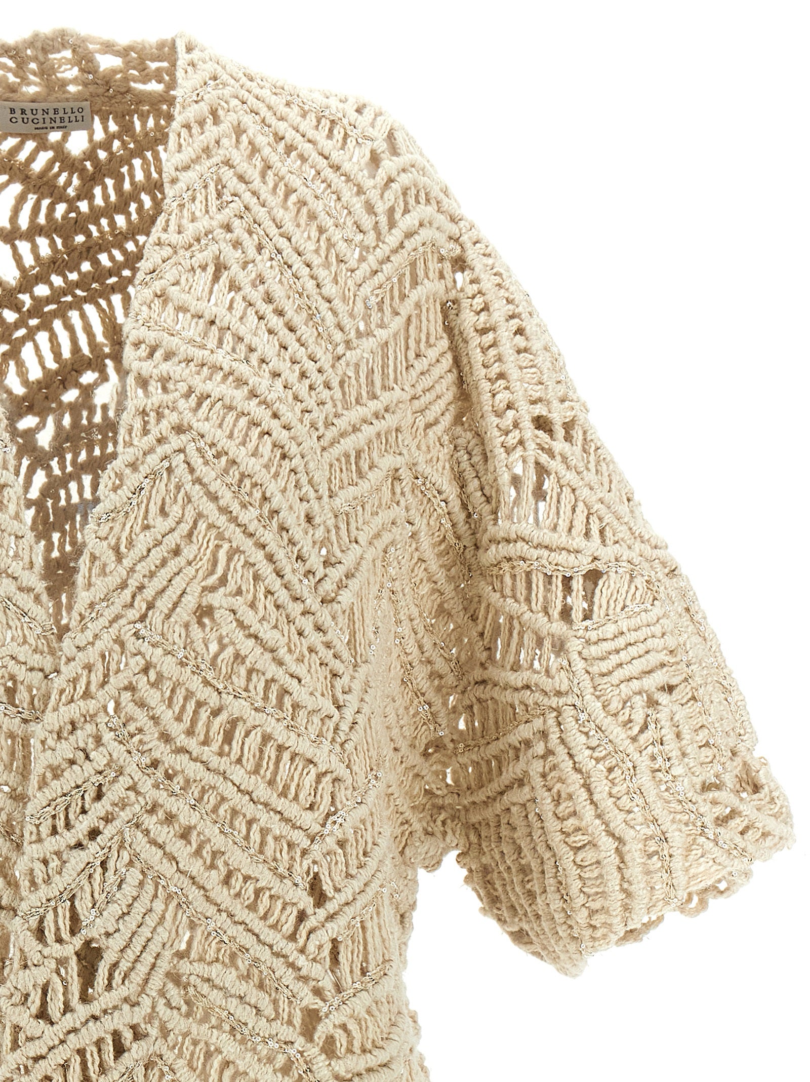 Brunello Cucinelli Beige Silk Cardigan Brunello Cucinelli