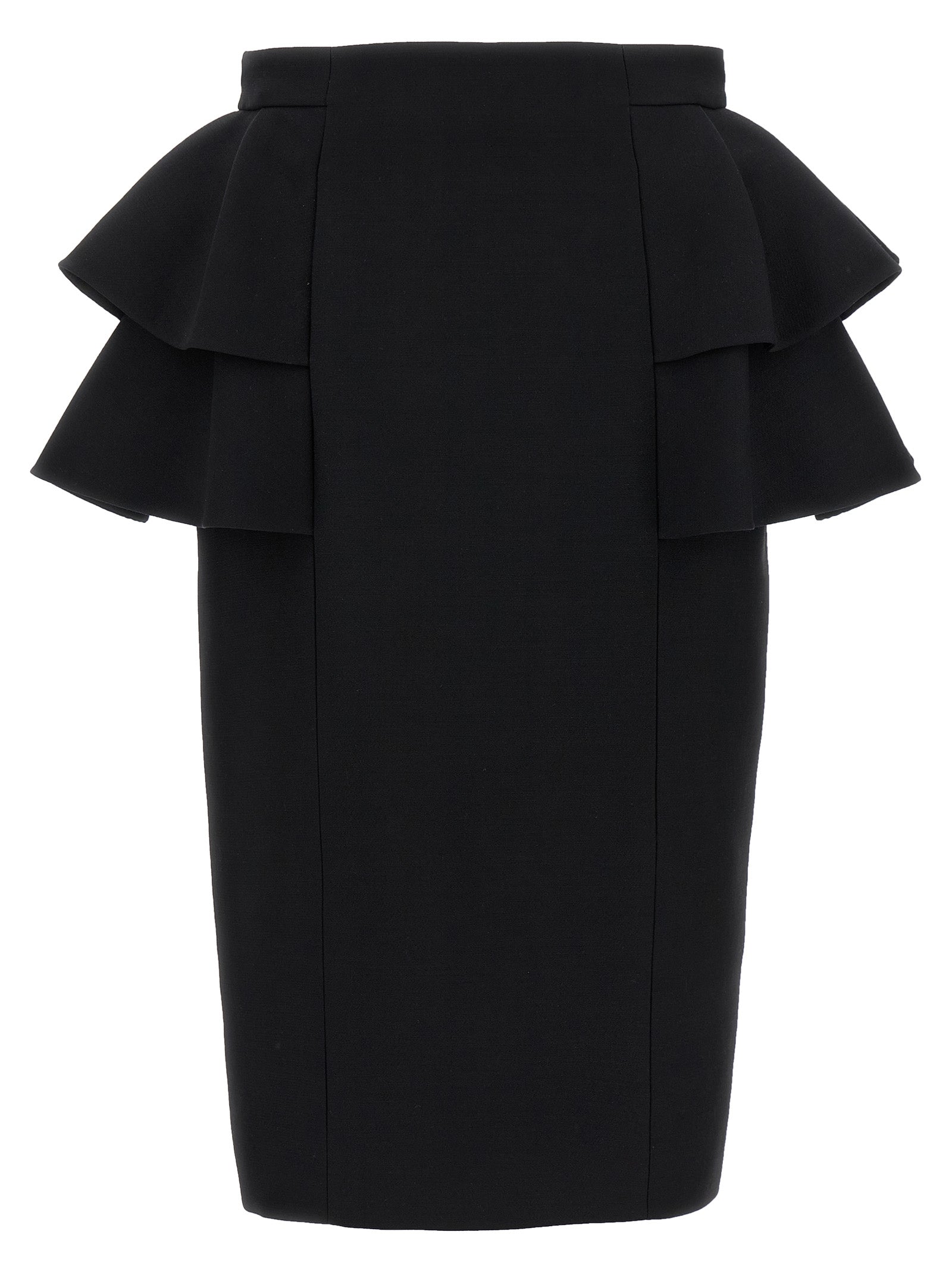 Valentino Garavani Black Virgin Wool Midi Skirt Valentino Garavani