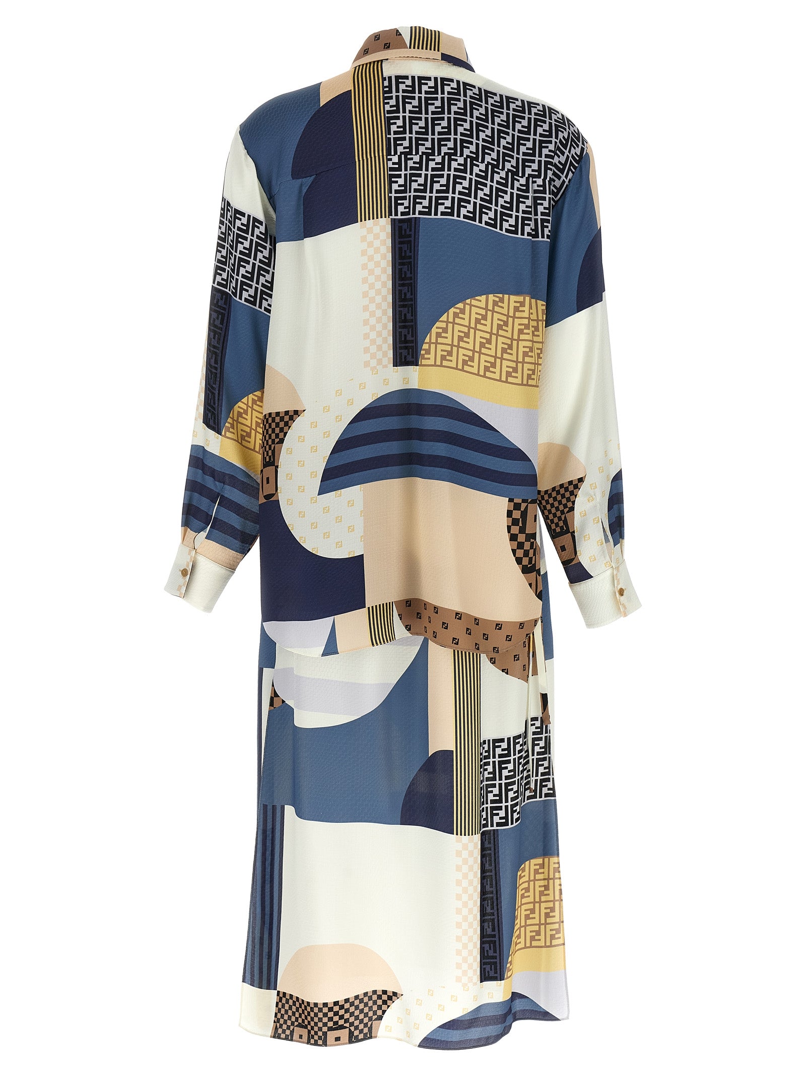 Fendi Multicolor Silk Midi Dress Fendi
