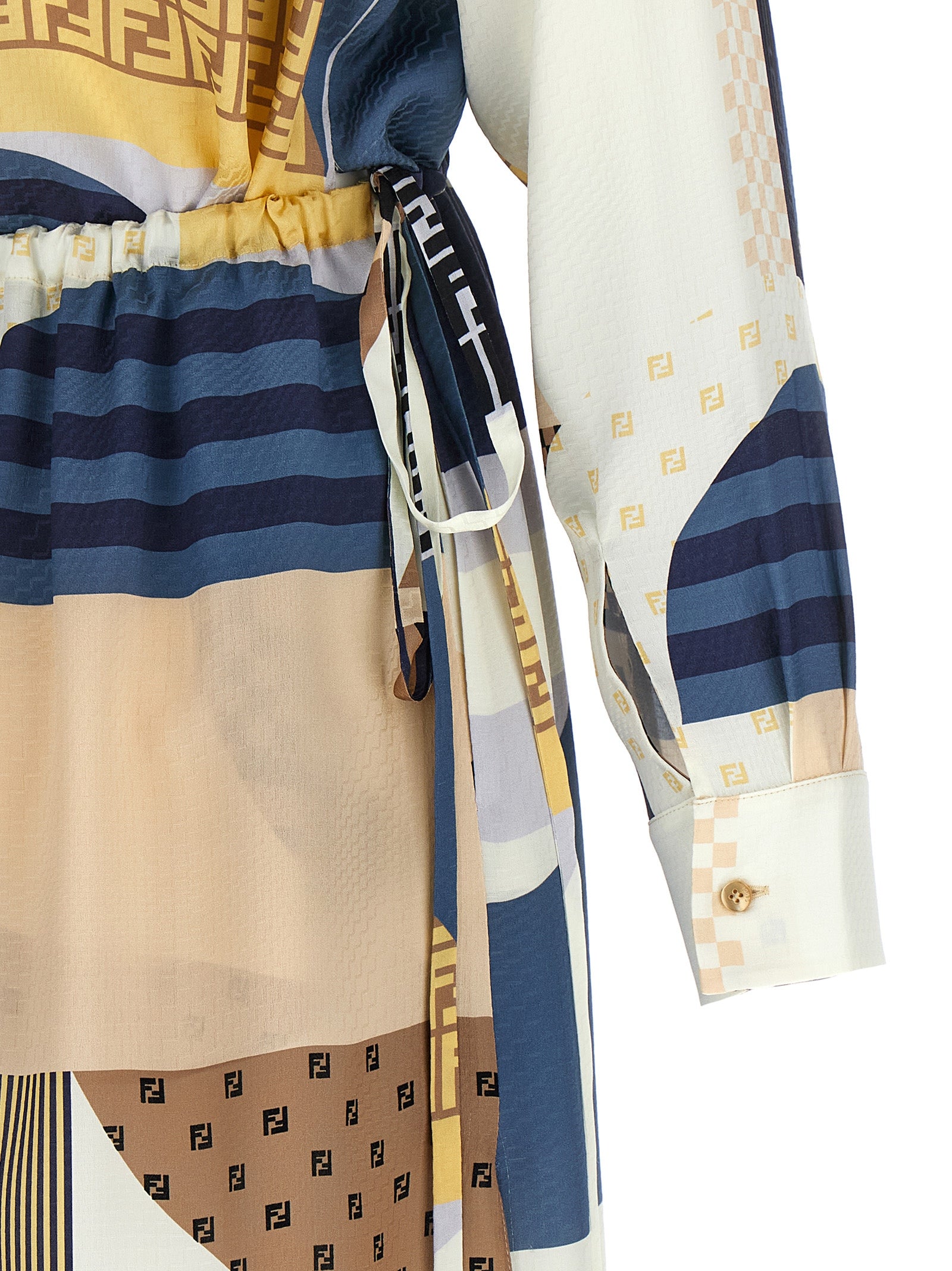 Fendi Multicolor Silk Midi Dress Fendi
