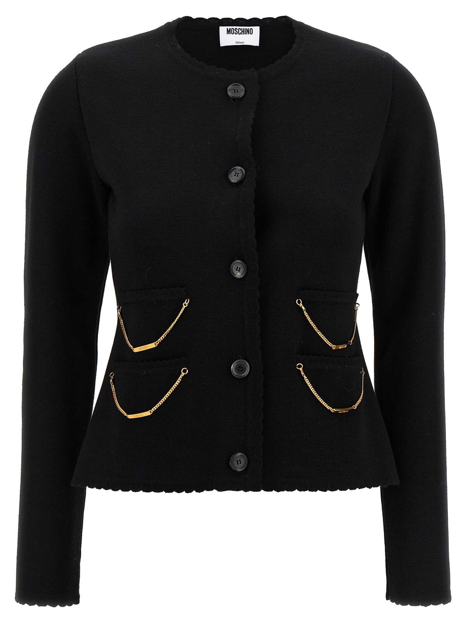 Moschino Black Virgin Wool Cardigan Moschino