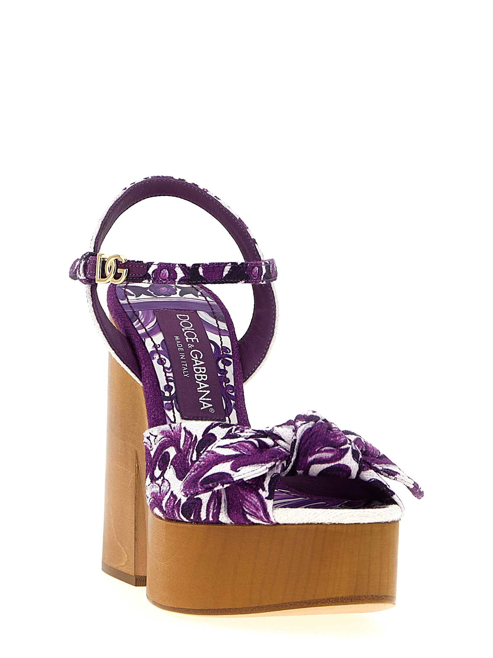 Dolce & Gabbana Purple Cotton Stiletto Heel Sandals Dolce & Gabbana