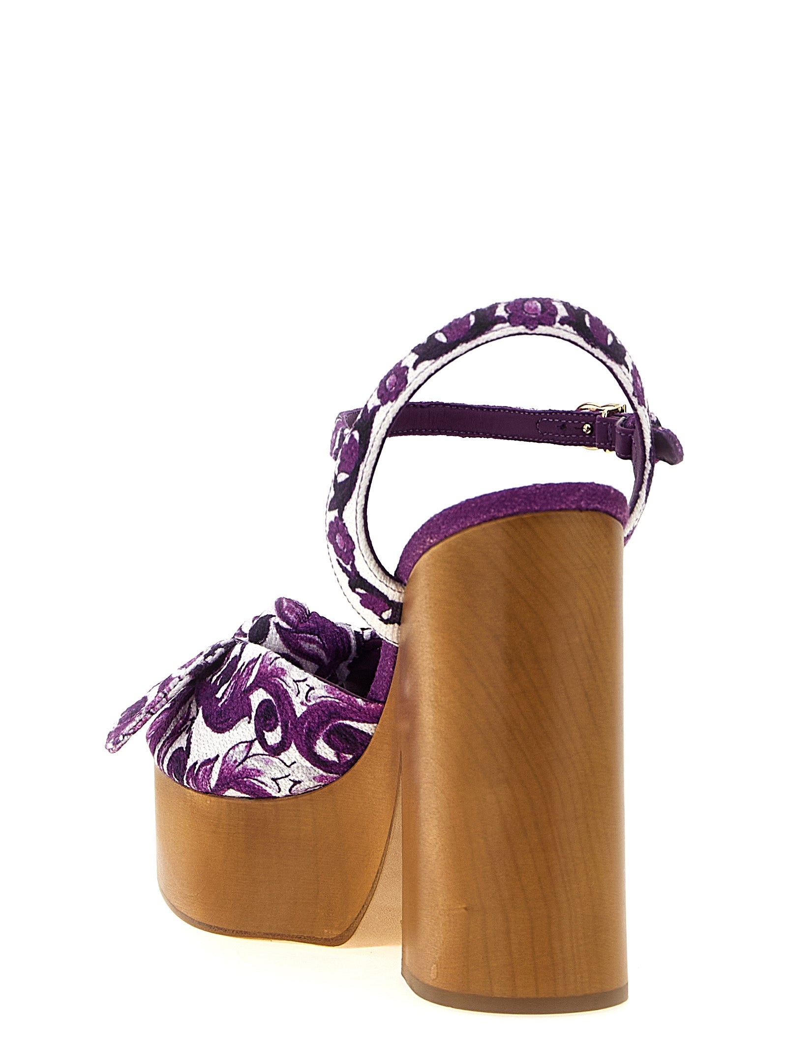 Dolce & Gabbana Purple Cotton Stiletto Heel Sandals Dolce & Gabbana
