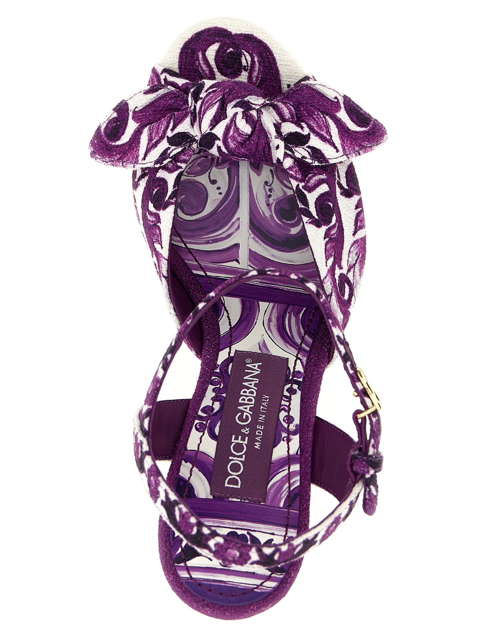 Dolce & Gabbana Purple Cotton Stiletto Heel Sandals Dolce & Gabbana