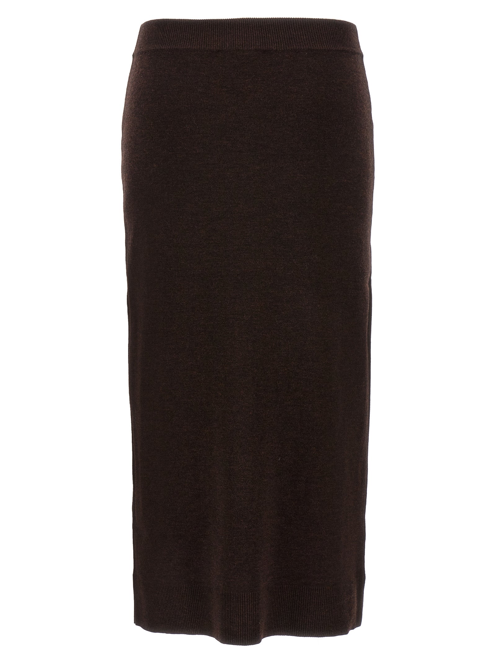 Victoria Beckham Brown Wool Midi Skirt Victoria Beckham