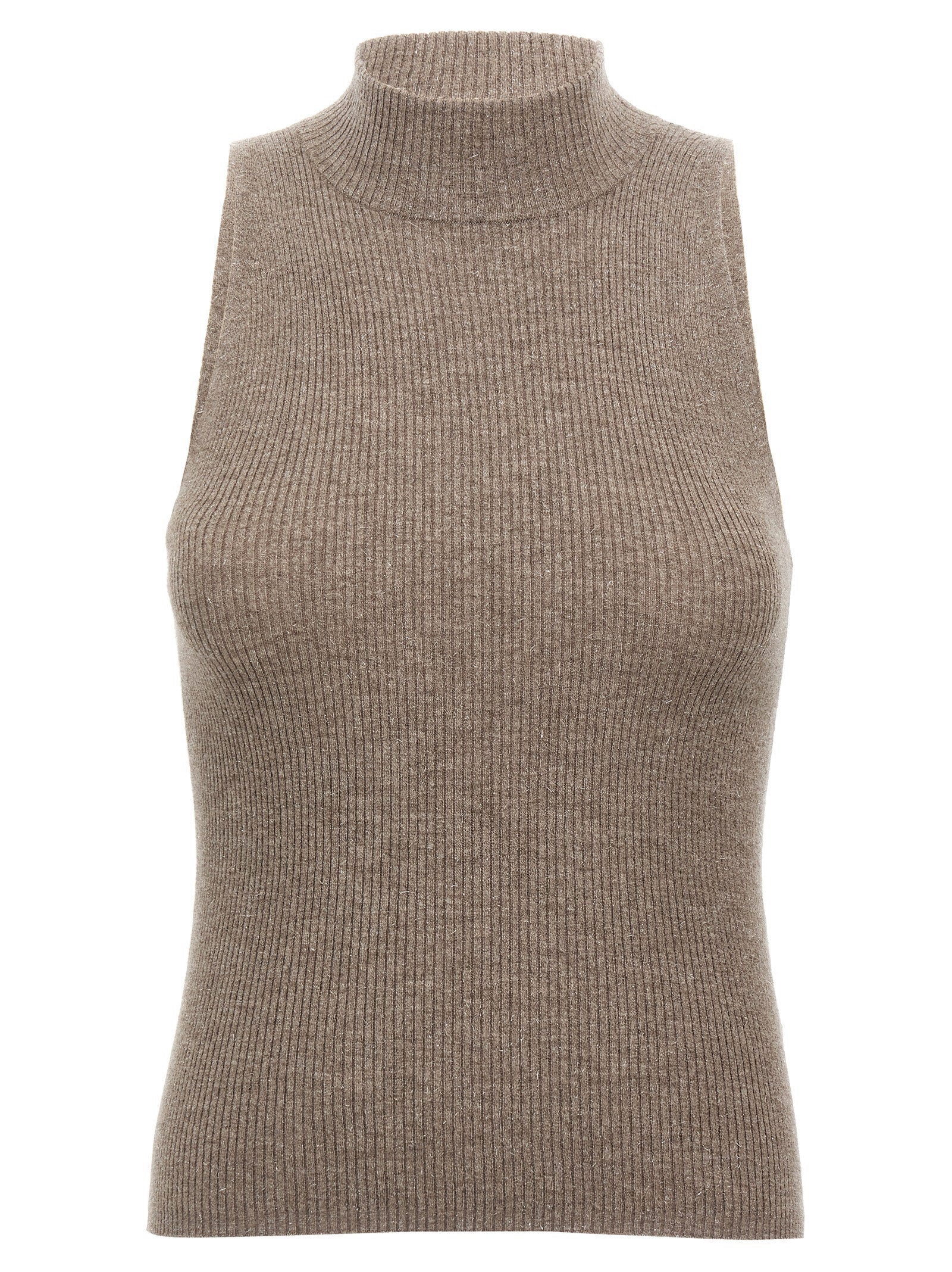 Brunello Cucinelli Brown Cashmere Sleeveles Sweater Brunello Cucinelli