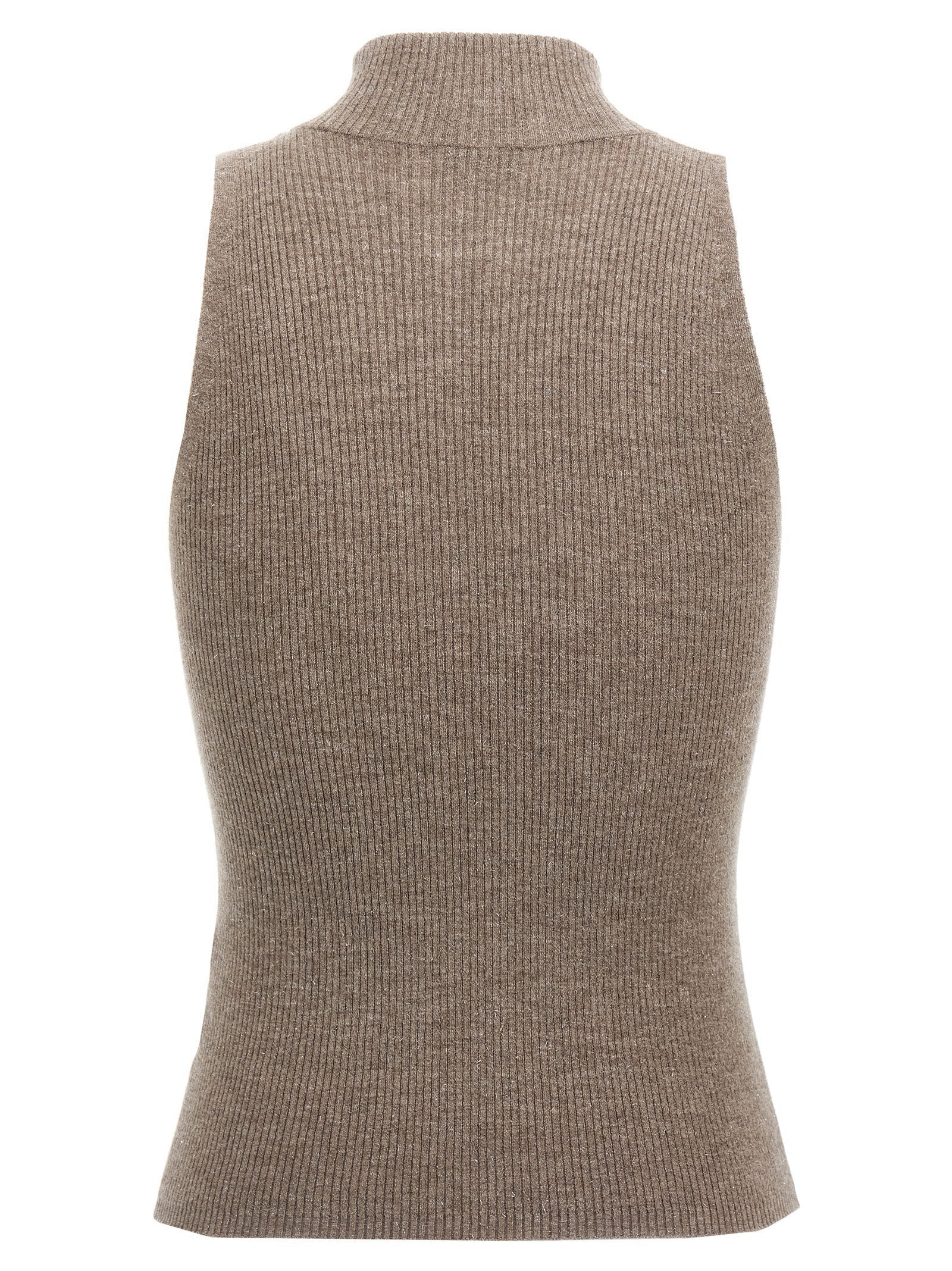 Brunello Cucinelli Brown Cashmere Sleeveles Sweater Brunello Cucinelli