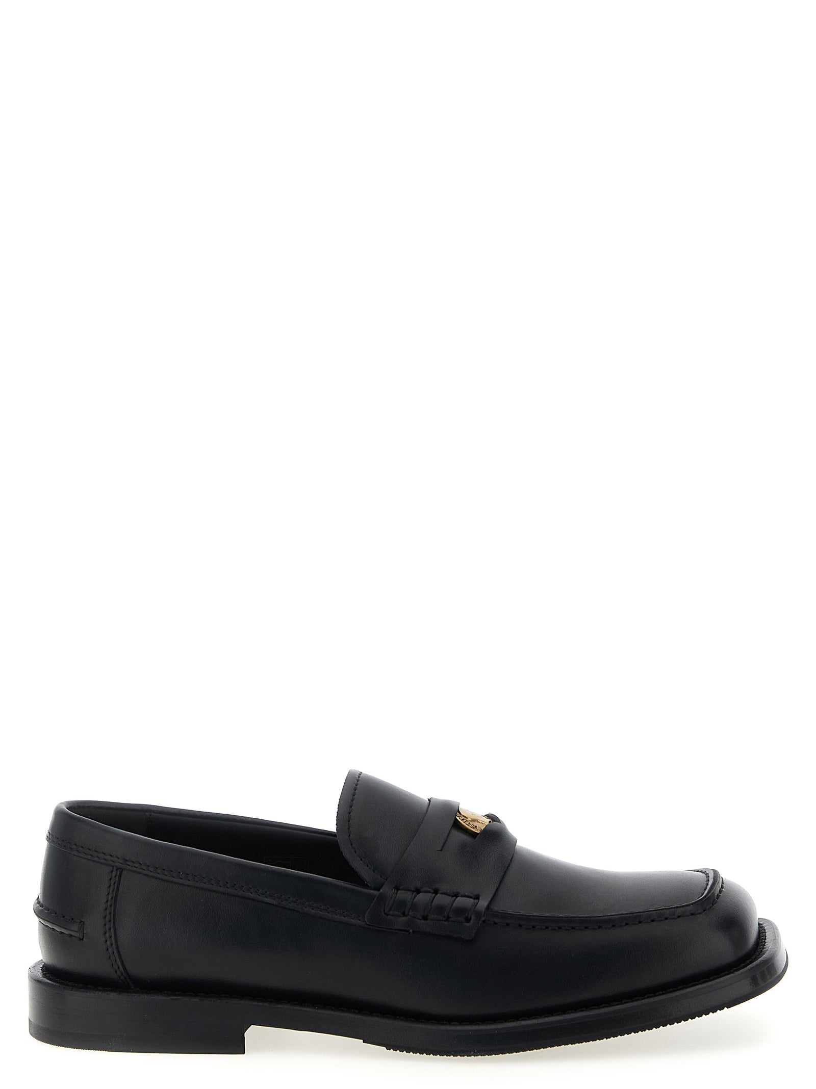 Moschino Black Velvet Leather Slip-On Loafers Moschino
