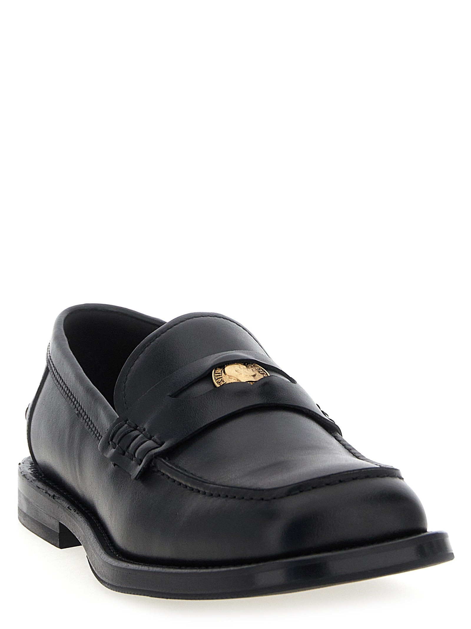 Moschino Black Velvet Leather Slip-On Loafers Moschino