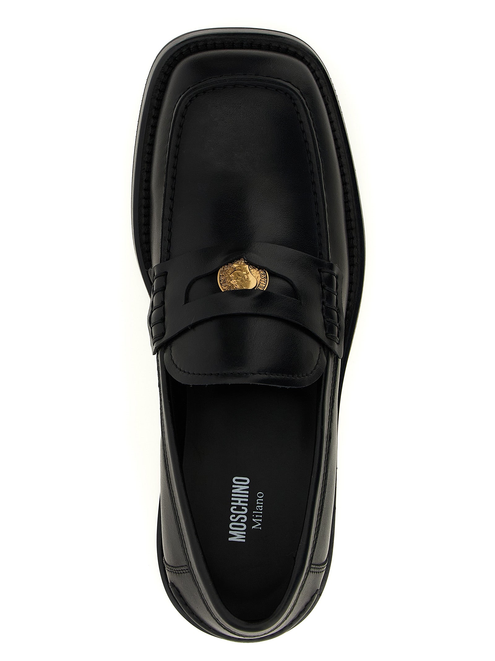 Moschino Black Velvet Leather Slip-On Loafers Moschino